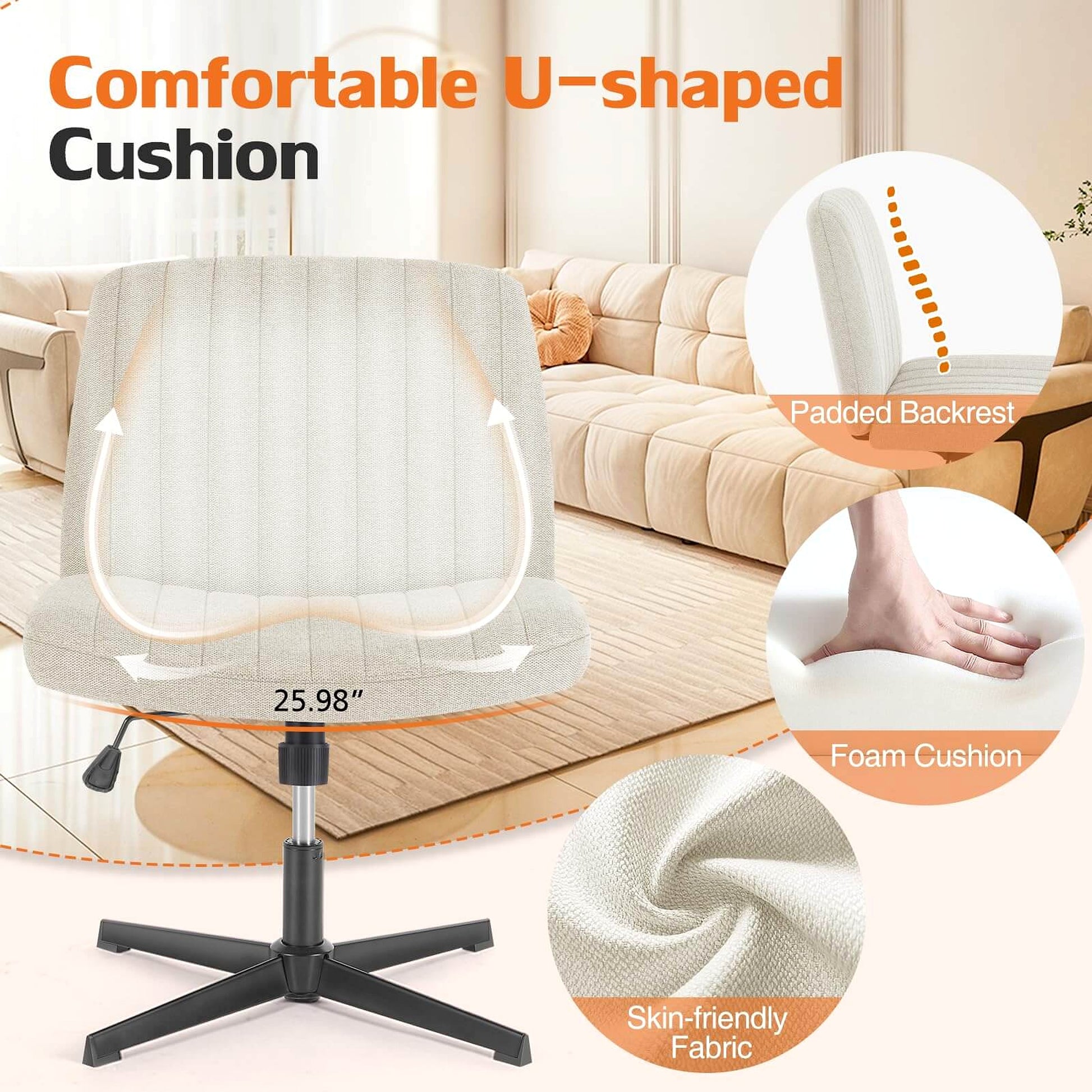 LuneluX_Home – Crossover Armless Swivel Chair - enhanced image 2