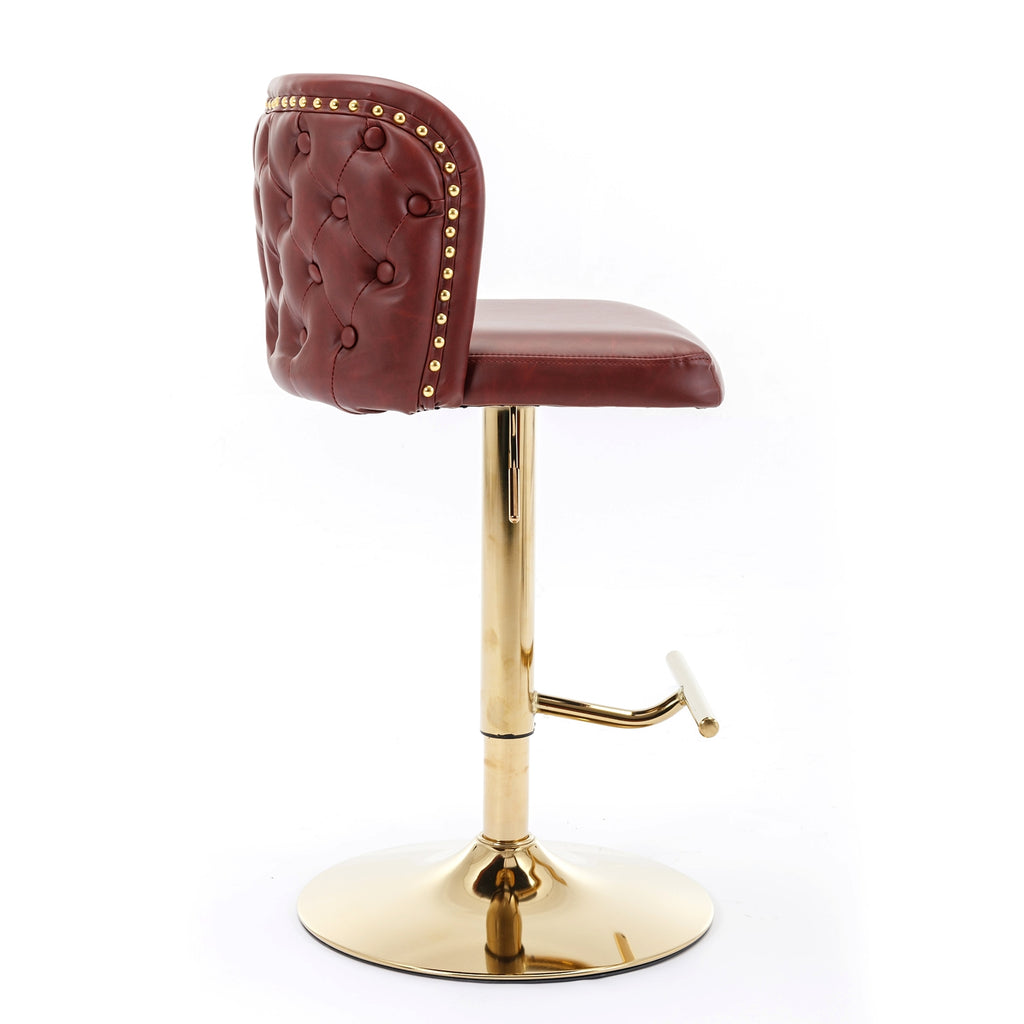 LuneluX_Home – Modern PU Leather Swivel Barstools (Set of 2, Burgundy) - enhanced image 2
