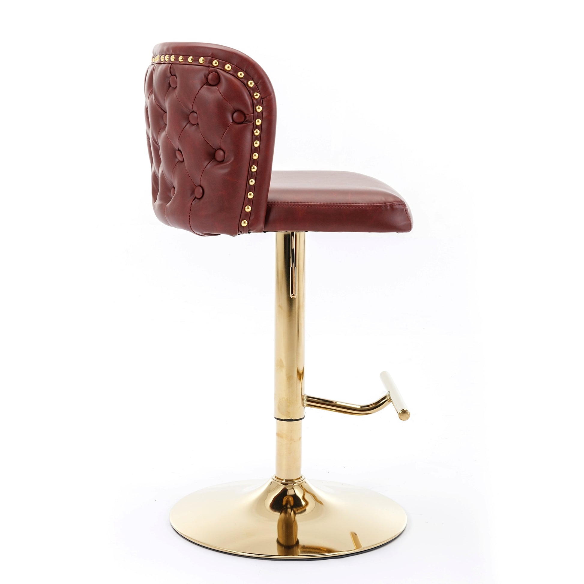 LuneluX_Home – Modern PU Leather Swivel Barstools (Set of 2, Burgundy) - enhanced image 2