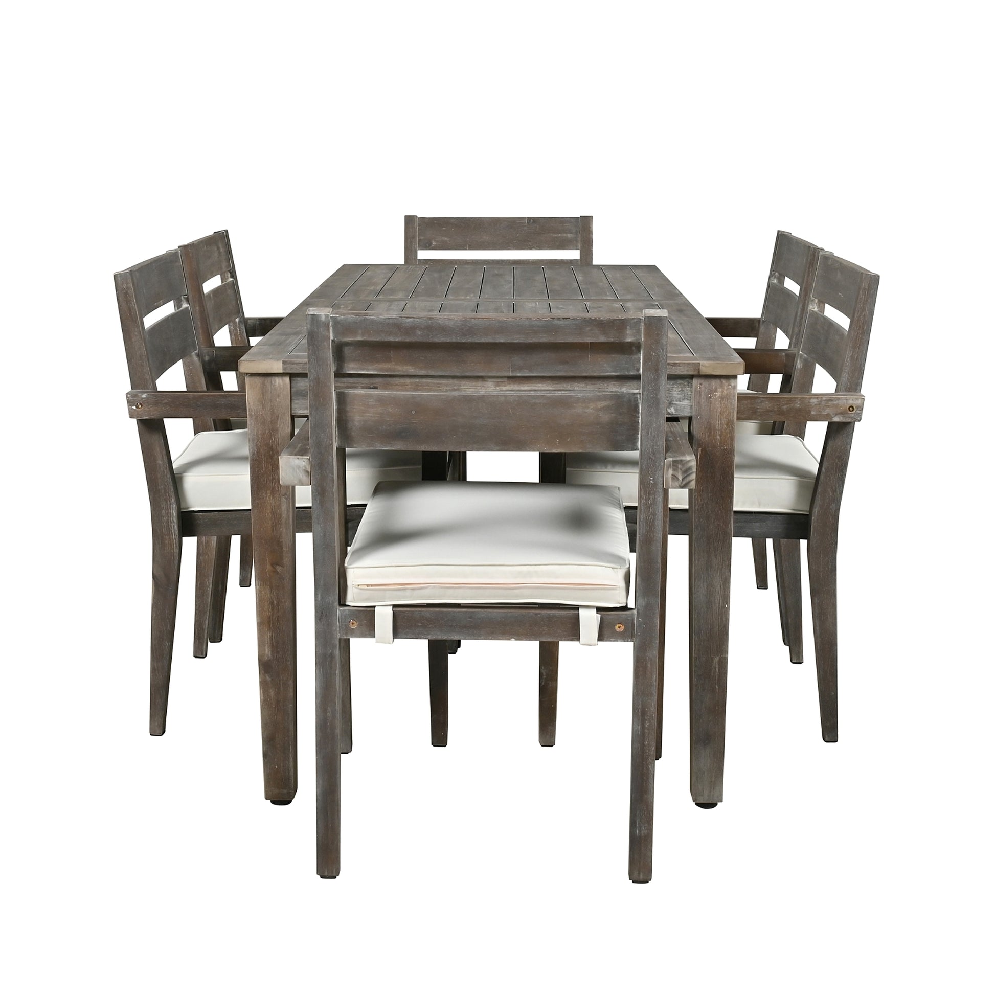 LuneluX_Home - Premium Hardwood Style Outdoor Dining Set (Grey, 6-Seater) - enhanced image 2