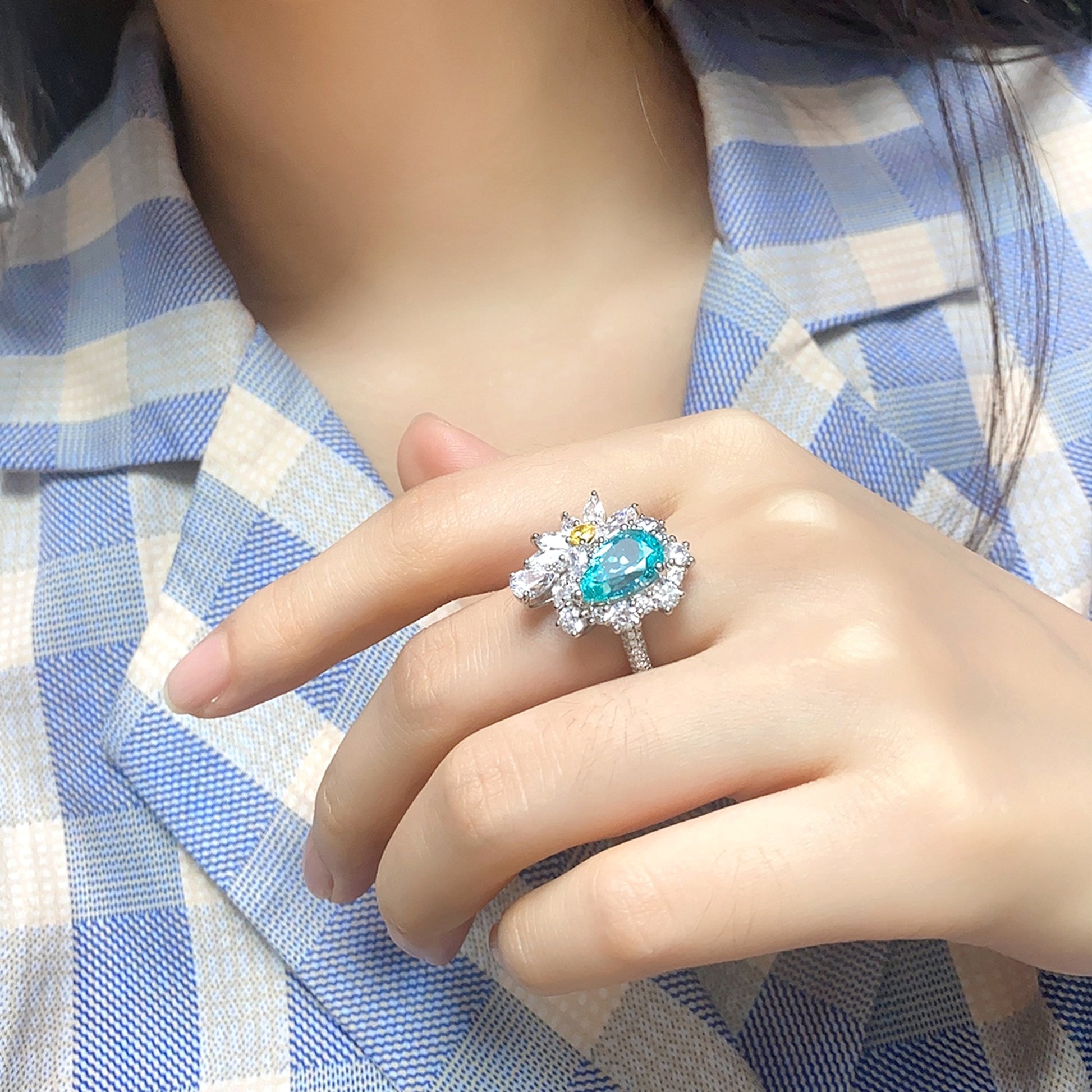 LuxeJewels™ – Cultivate Paraiba Diamond Ring - enhanced image 2