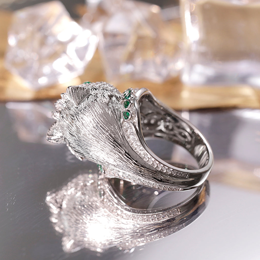 LuxeJewels™ - EmeraldWhisker – Sterling Designer Ring - enhanced image 2