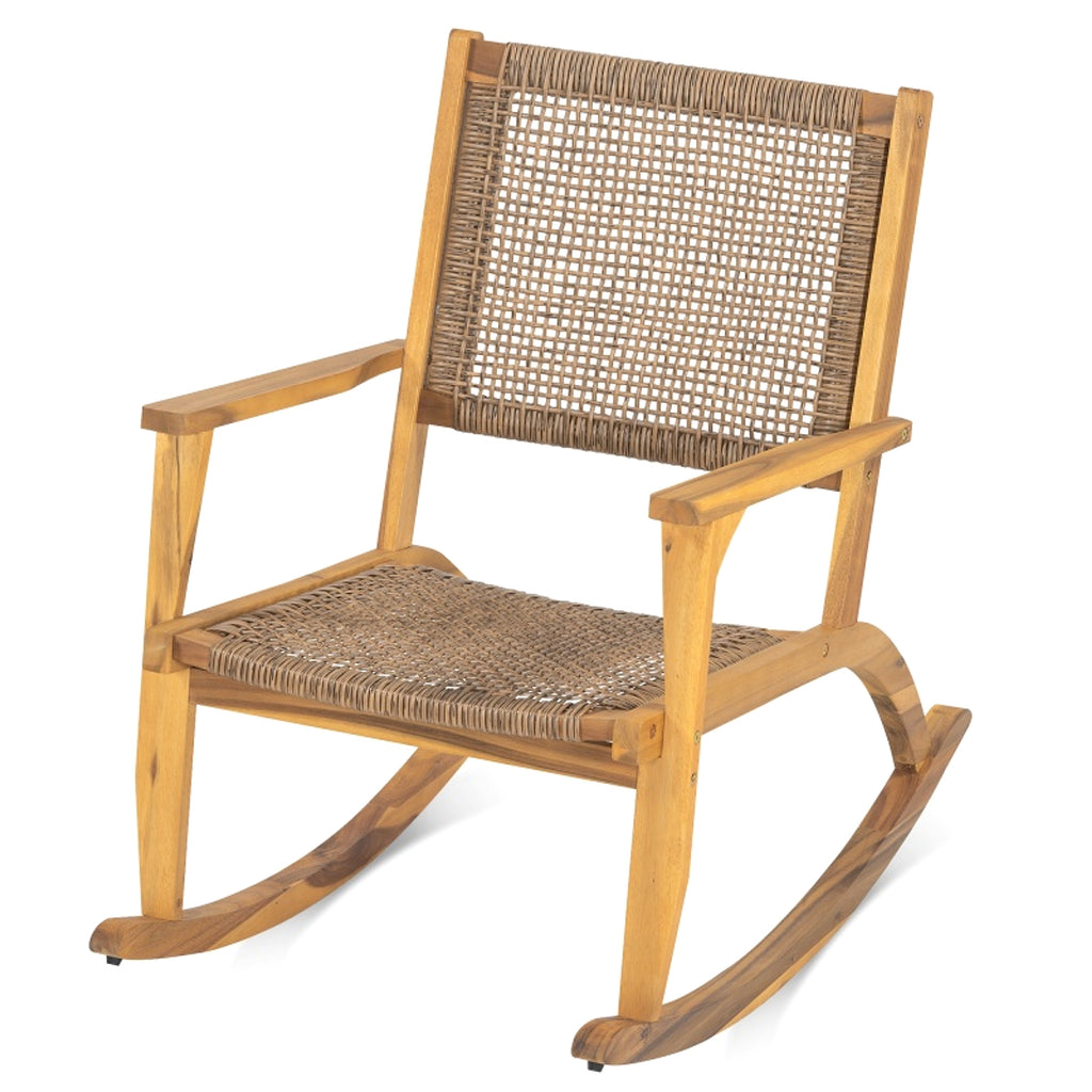 LuxePatio™ – 2‑Piece Acacia Rocking Chair Set for Outdoor & Garden Use (US Warehouse) - enhanced image 2