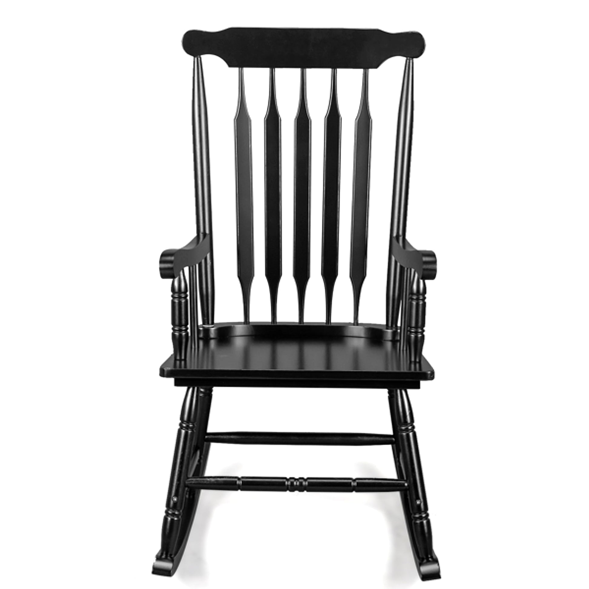 LuxePorch™ – Black Poplar Windsor Wood Rocking Chair (US Warehouse) - enhanced image 2