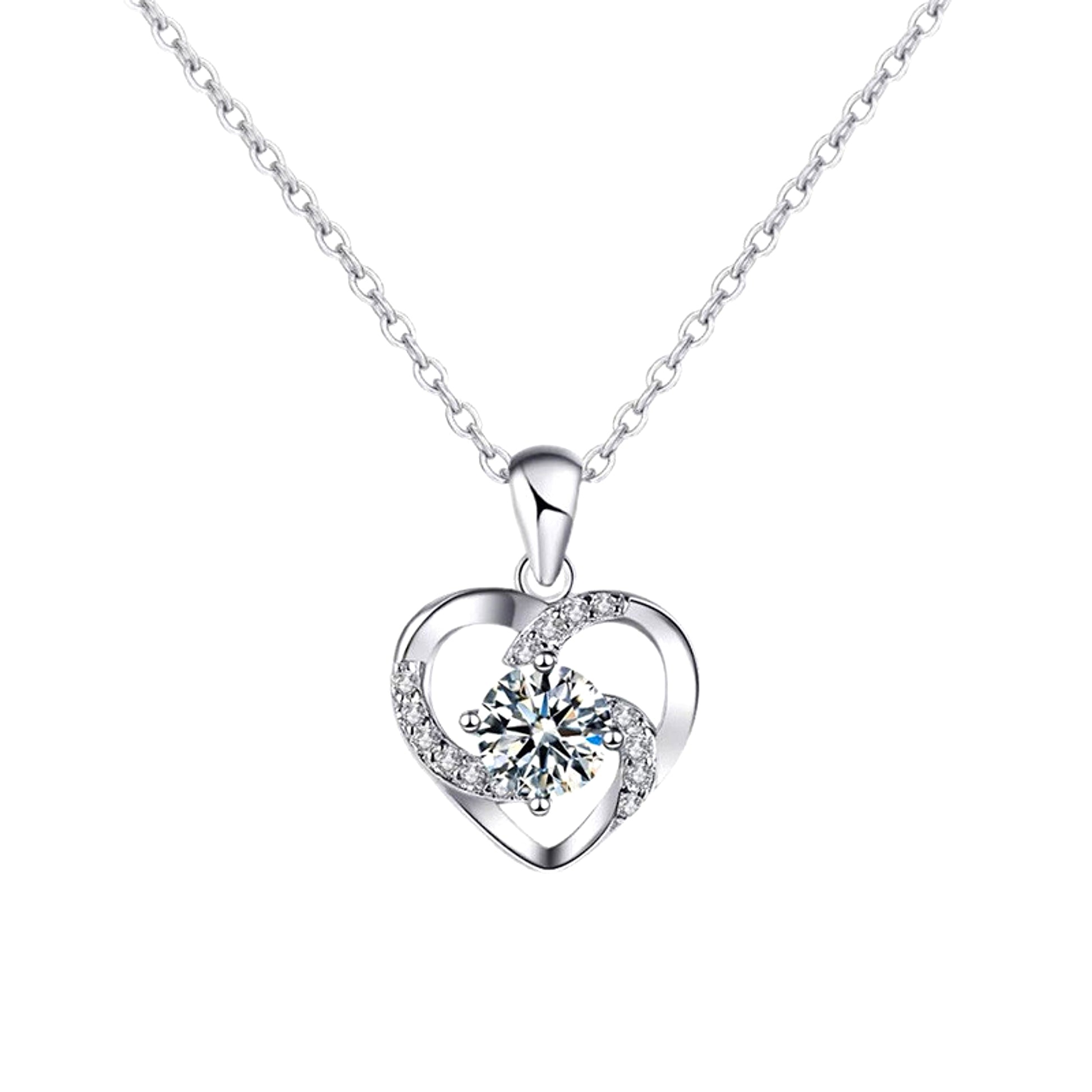 LuxeHeart™ – 18K Moissanite Platinum Heart Necklace - enhanced image 2