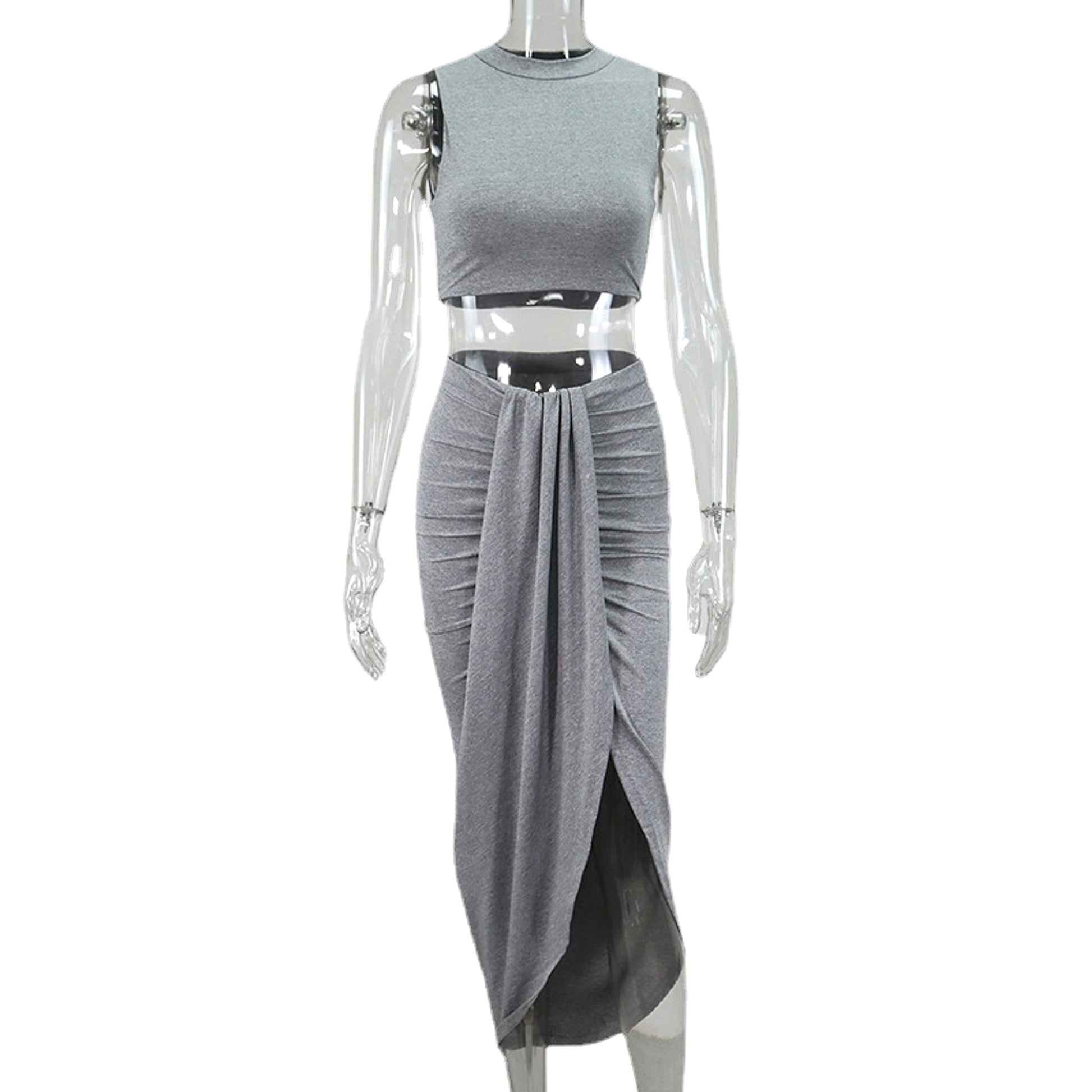 Medium Length Irregular Vest Dress - enhanced image 2