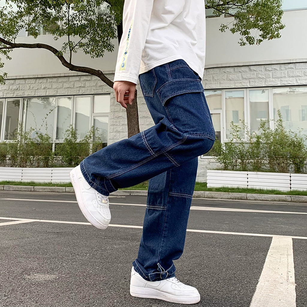 Men Wide Leg Jeans Hip Hop Casual - enhanced image 2