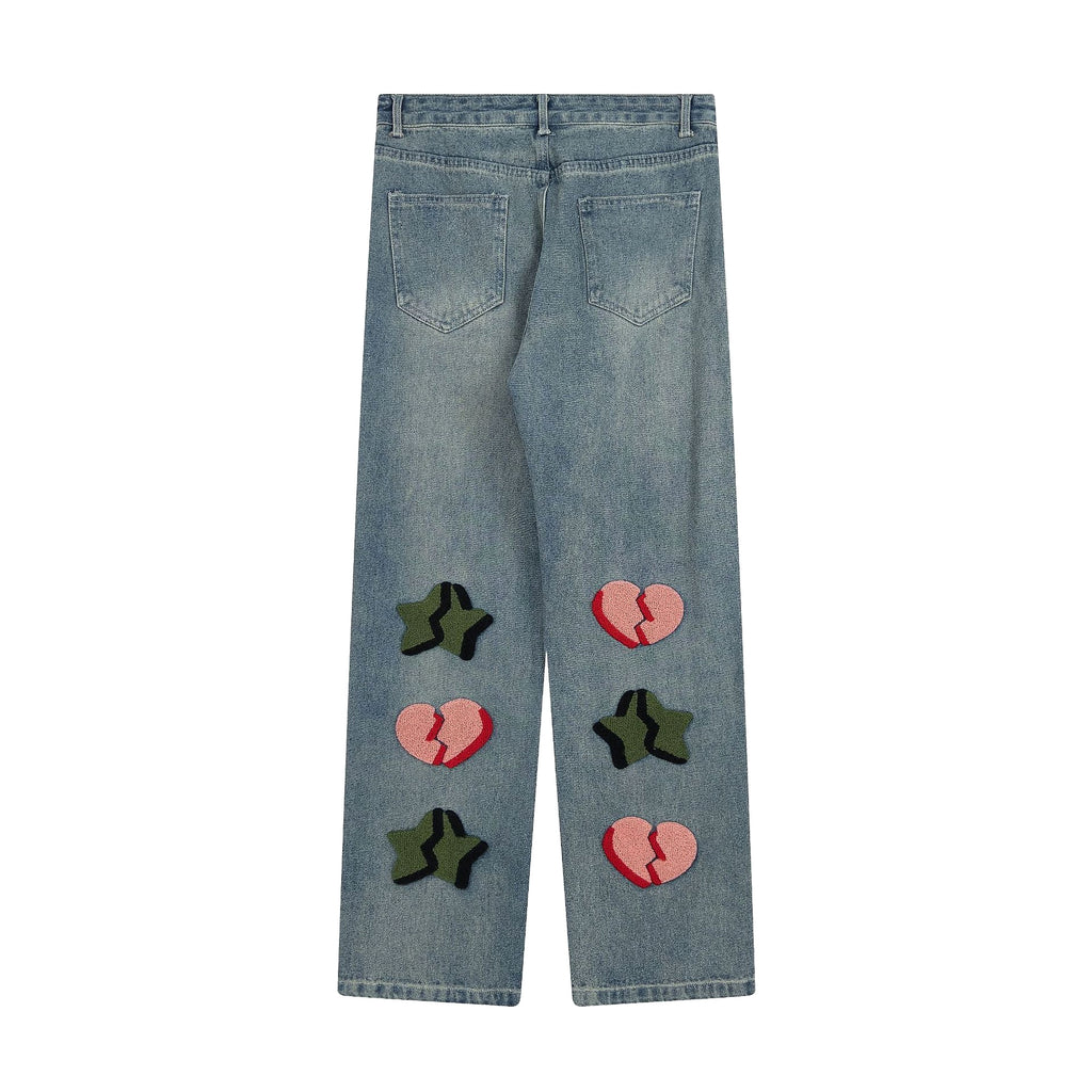 Men's Back Towel Embroidery Straight Jeans - enhanced image 2