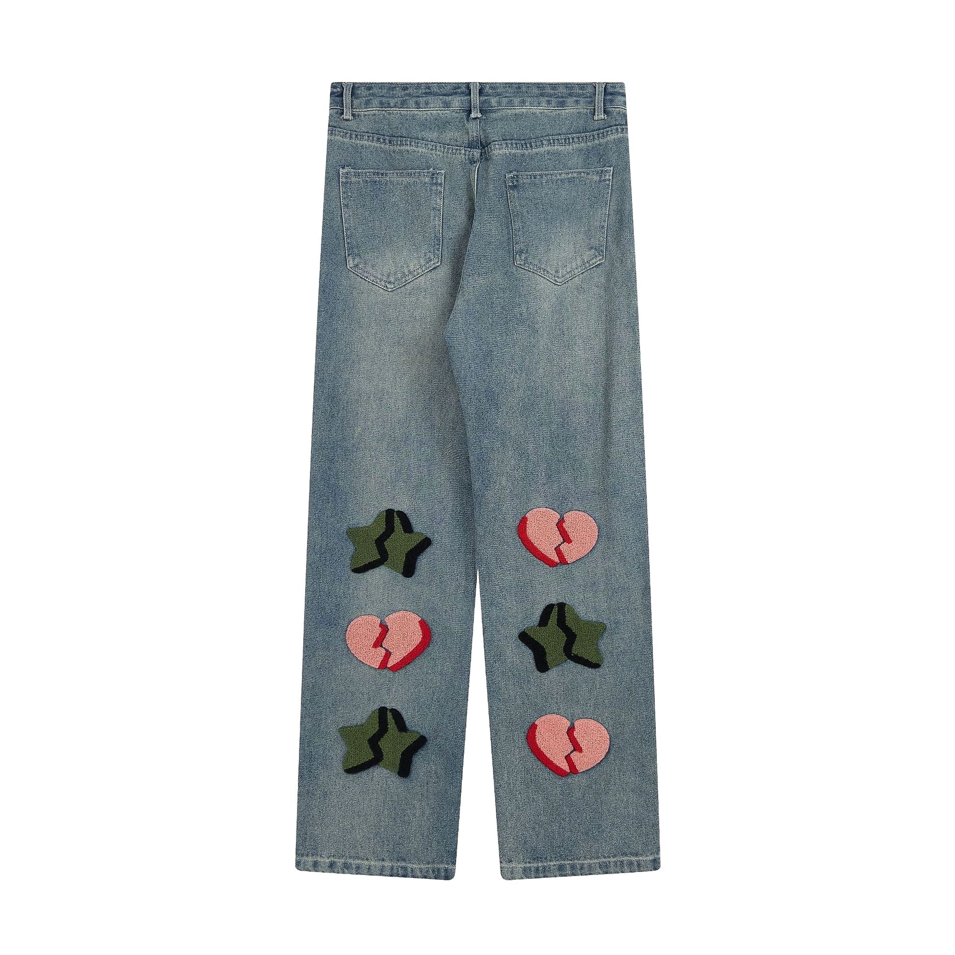 Men's Back Towel Embroidery Straight Jeans - enhanced image 2