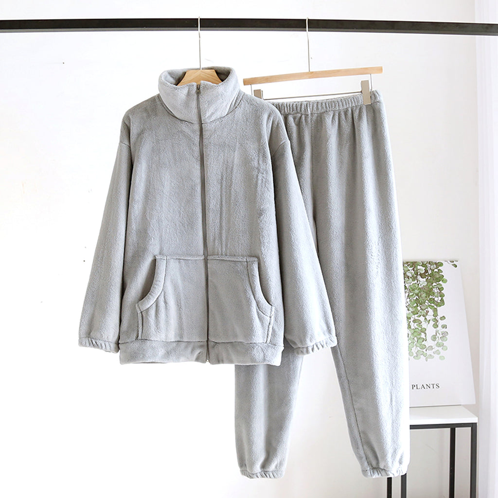 Men's And Women's Pajama Winter Coral Velvet Padded Thickened Homewear Suit - enhanced image 2