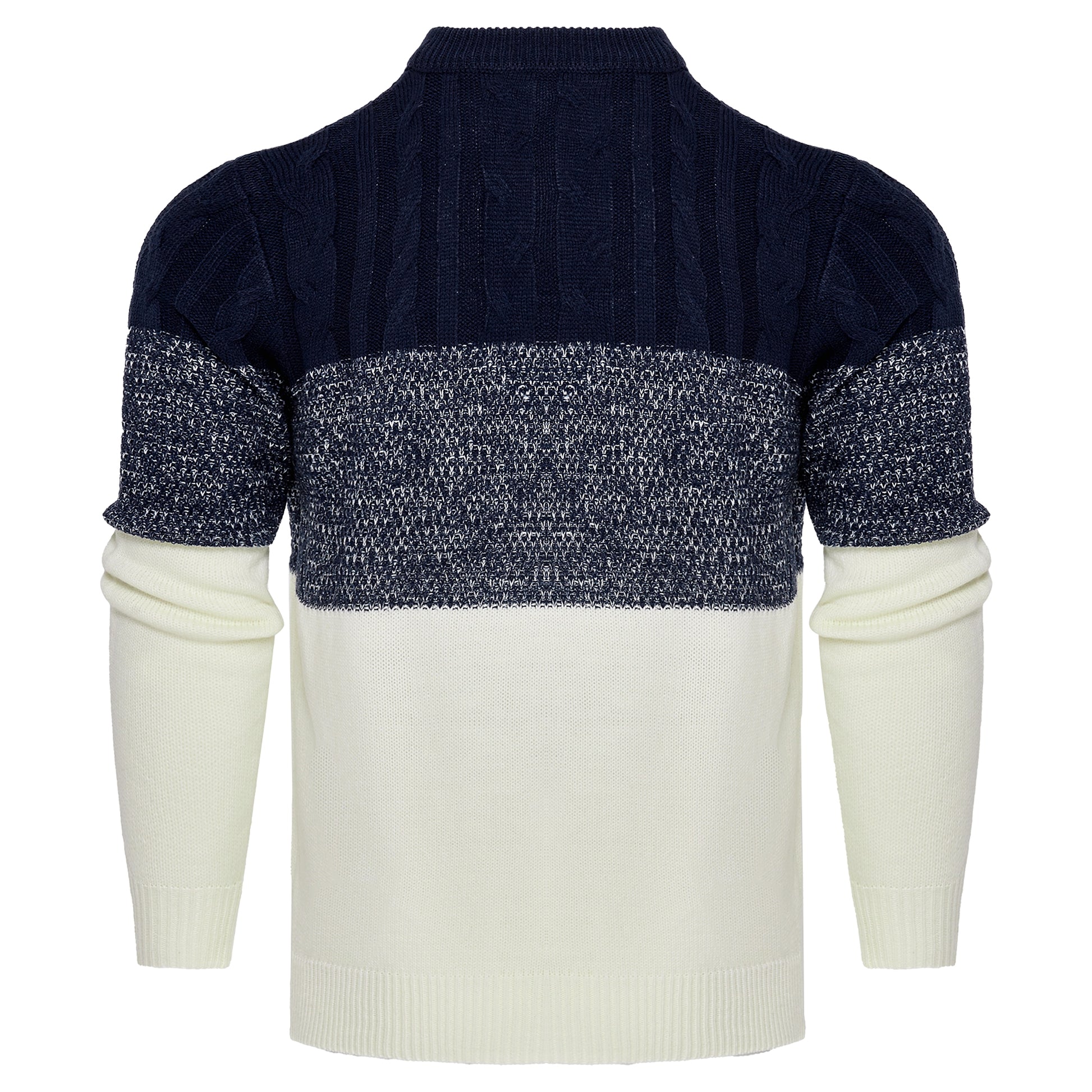 Men's Casual Color Block Long Sleeve Cable Knit Pullover Sweater - enhanced image 2