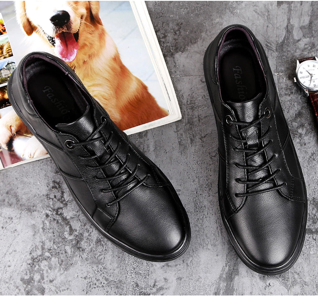 Men's casual fashion breathable top leather shoes - enhanced image 2