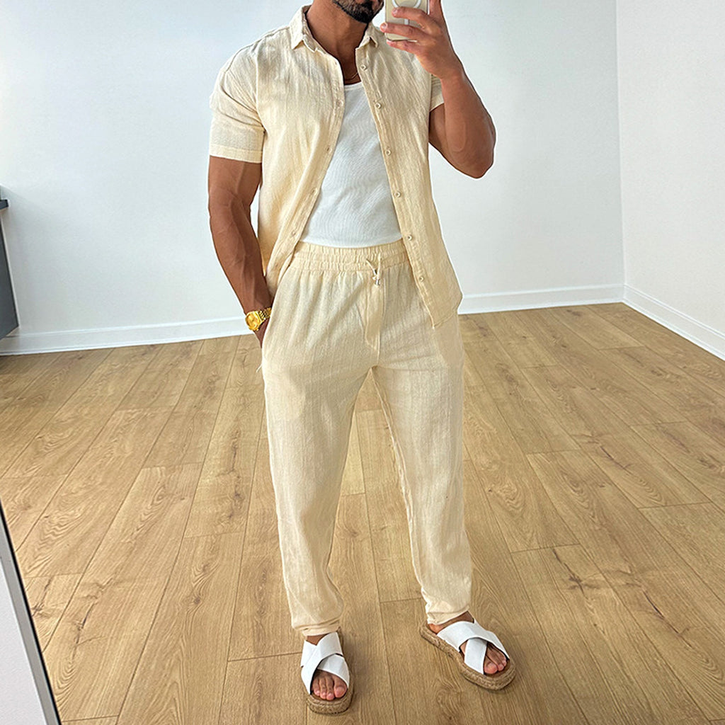Men's Clothing Linen Suit DressShirt Set - enhanced image 2
