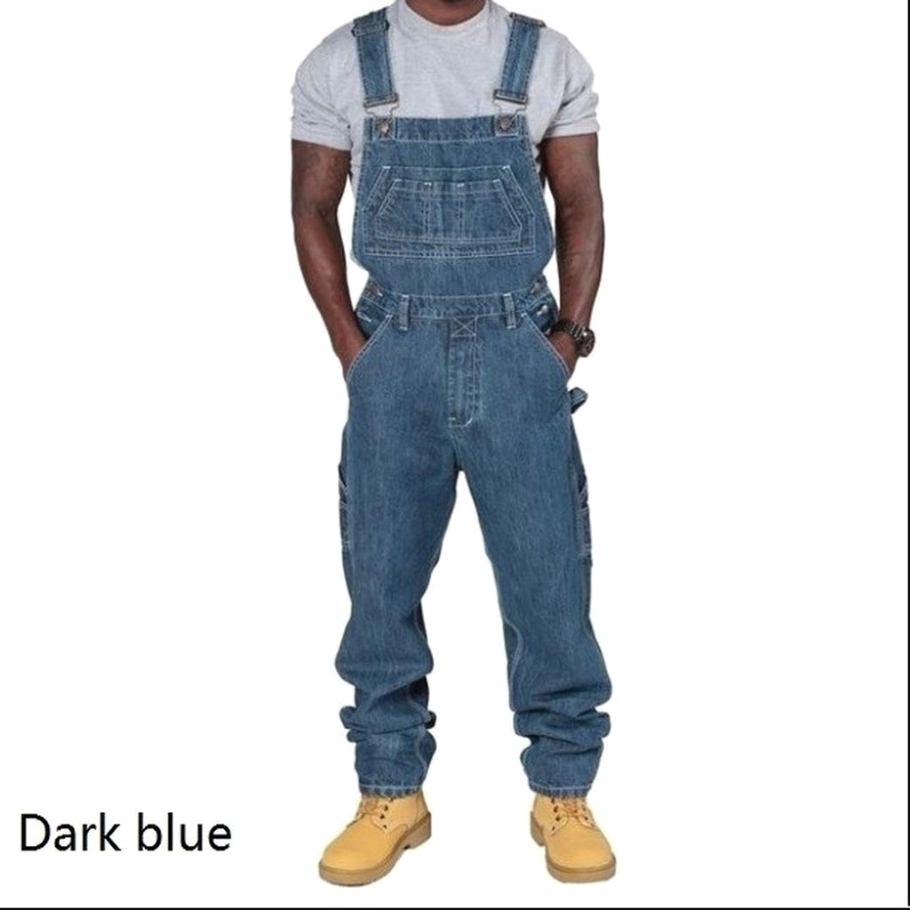 RuggedForm™ – Men's Loose-Fit Denim Utility Overalls - enhanced image 2