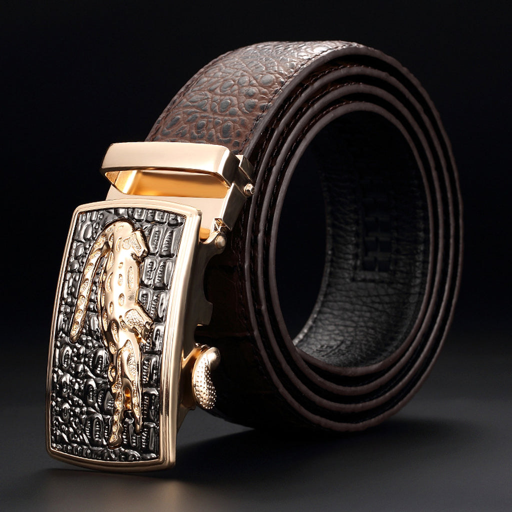Men's Cowhide Automatic Buckle Waist Belt - enhanced image 2