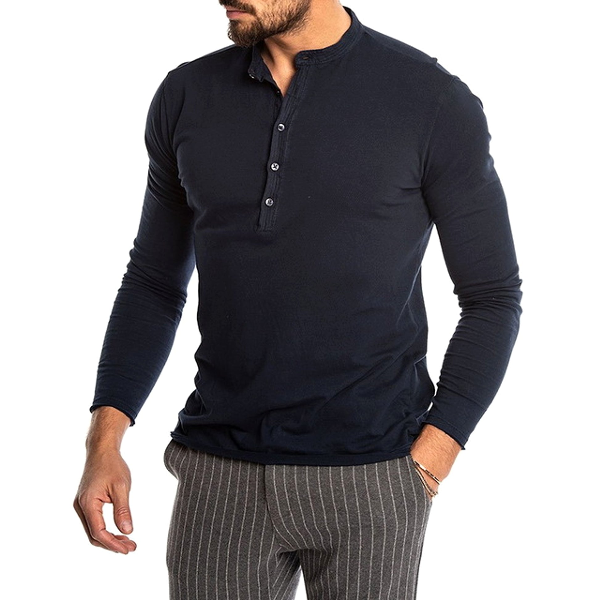 Men's Fashion Solid Color Long Sleeve O-neck T-shirts Mens - enhanced image 2