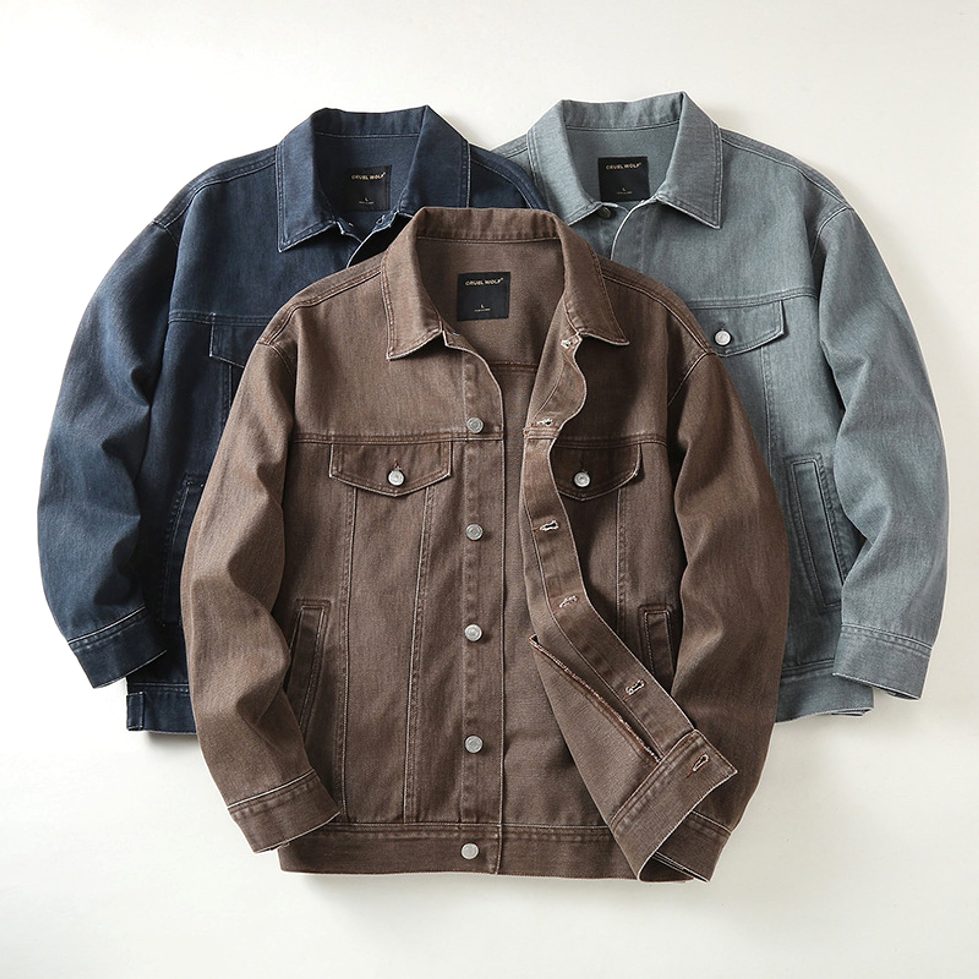 Men's High Street Loose-fitting Workwear Jacket Polo Collar Top Cotton - enhanced image 2