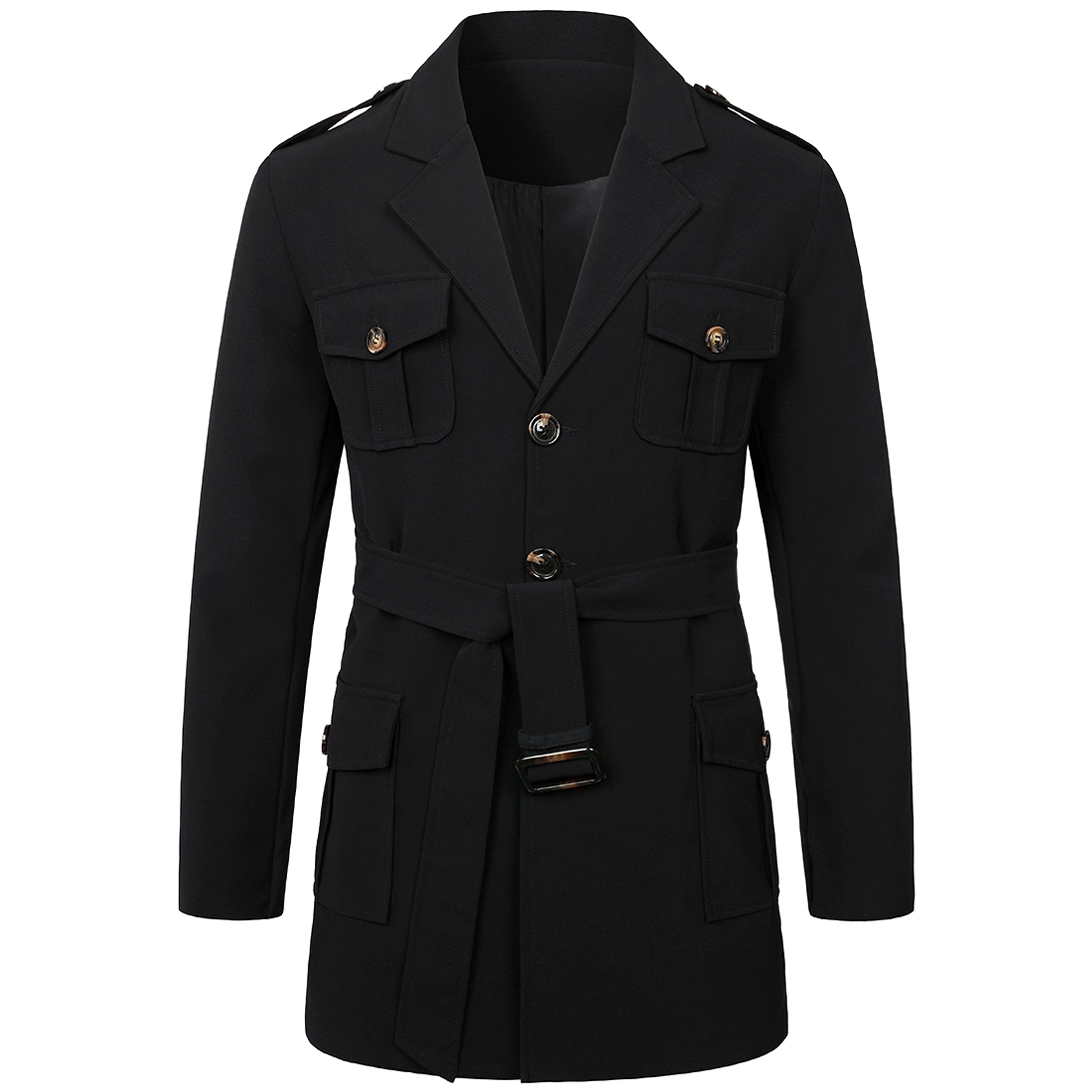 A Men's Hunting Clothes Medium Length Men's Casual Suit Trench Coat - enhanced image 2