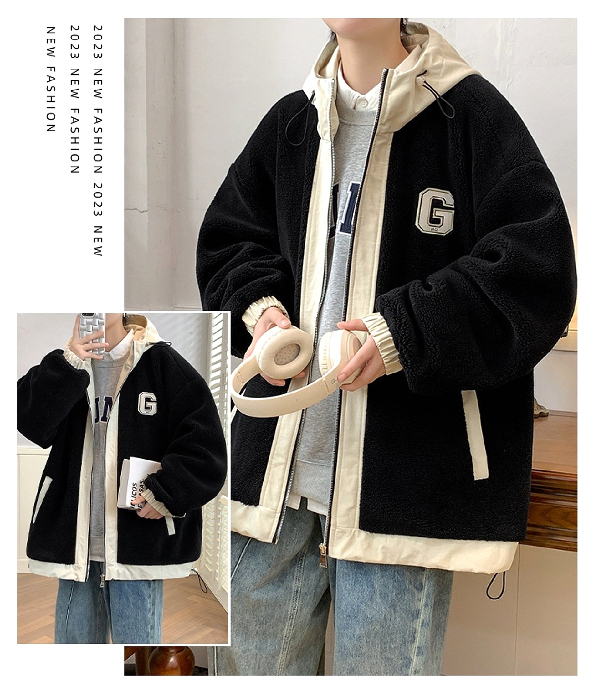 Men's Lamb Wool Student Versatile Thickened Padded Polar Fleece Cotton-padded Jacket - enhanced image 2