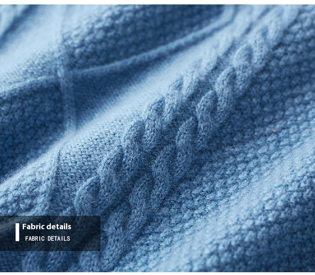 Men's Lapel High Collar Thick Loose Casual Knitted Sweater - enhanced image 2