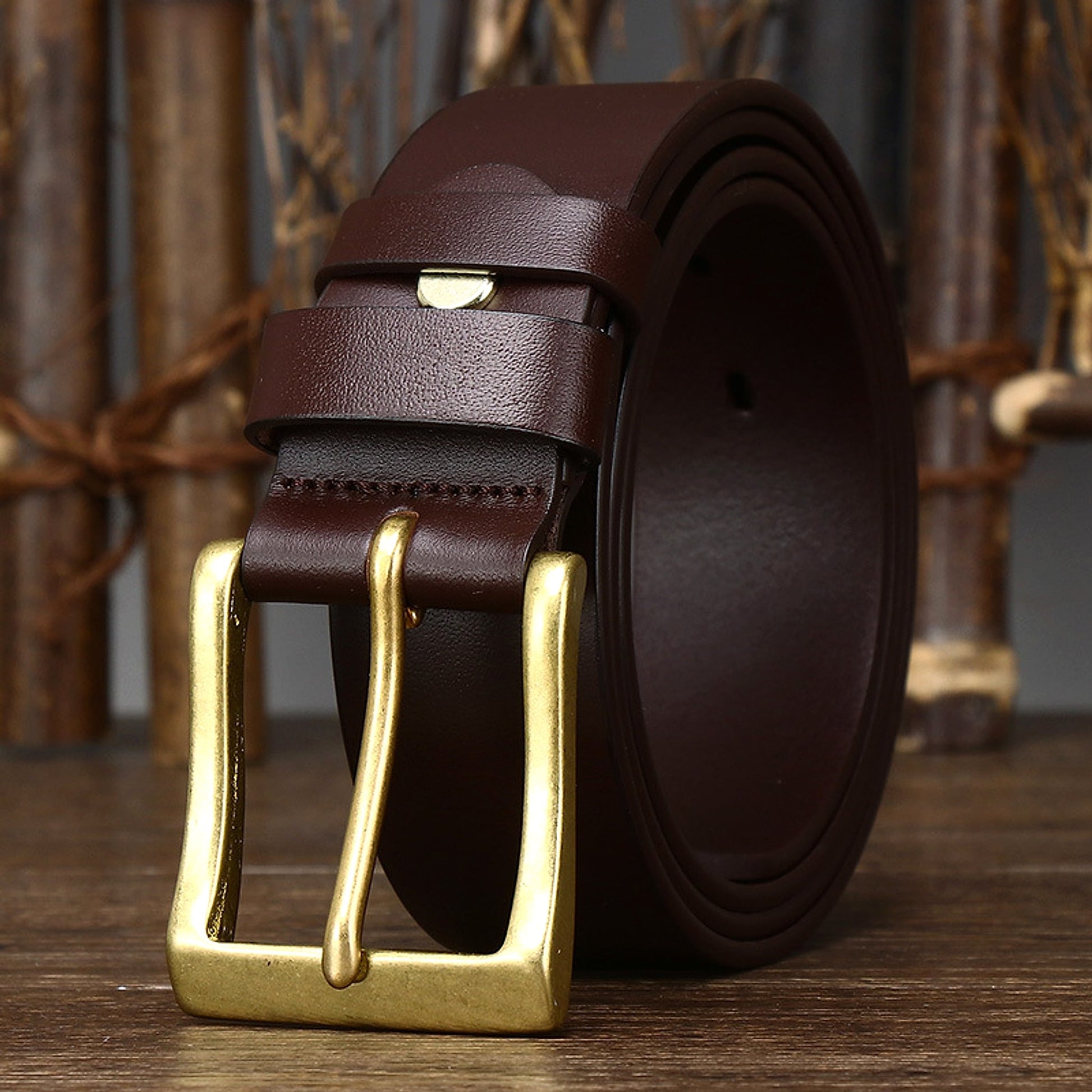 Men's Leather Pin Buckle First Layer Cowhide Simple Glossy Casual Pants Belt - enhanced image 2