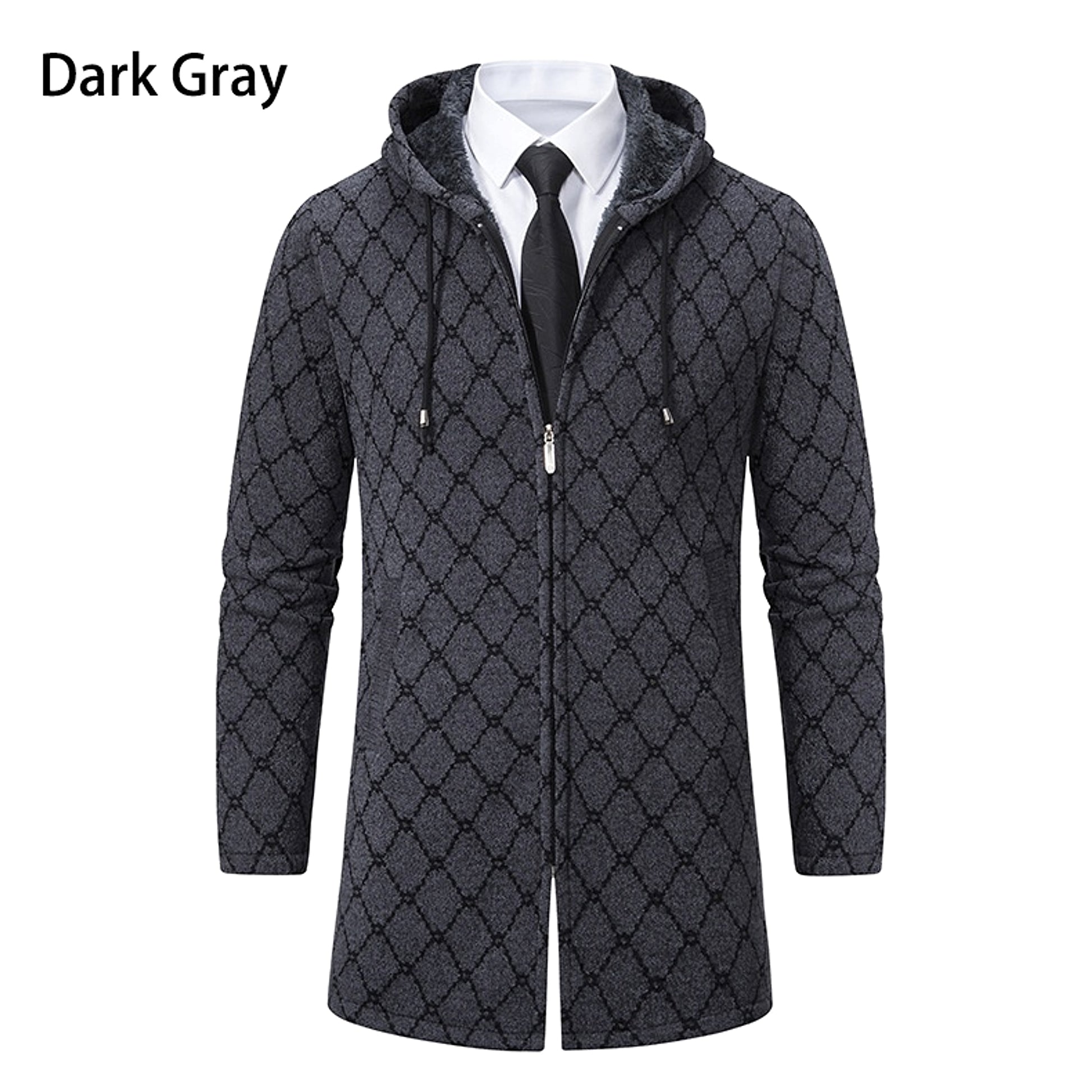 Men's Mid-length Sweater Fashion Casual Hooded Coat - enhanced image 2
