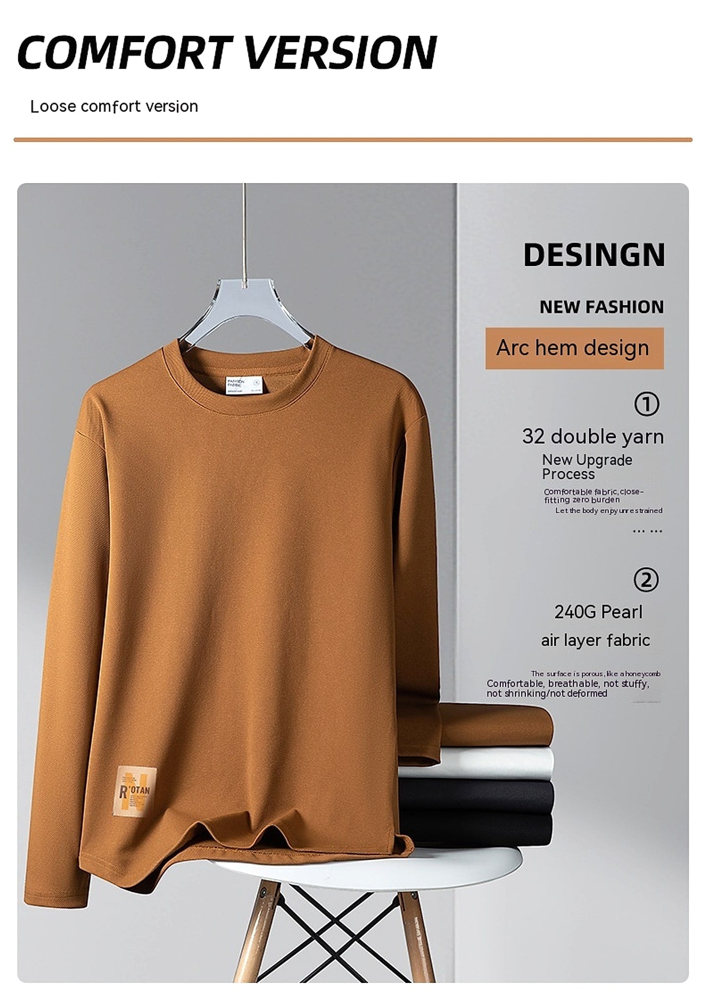 Men's Round Neck Air Layer Sweaters Menswear Youth Fashion Casual All-matching Hoodie - enhanced image 2