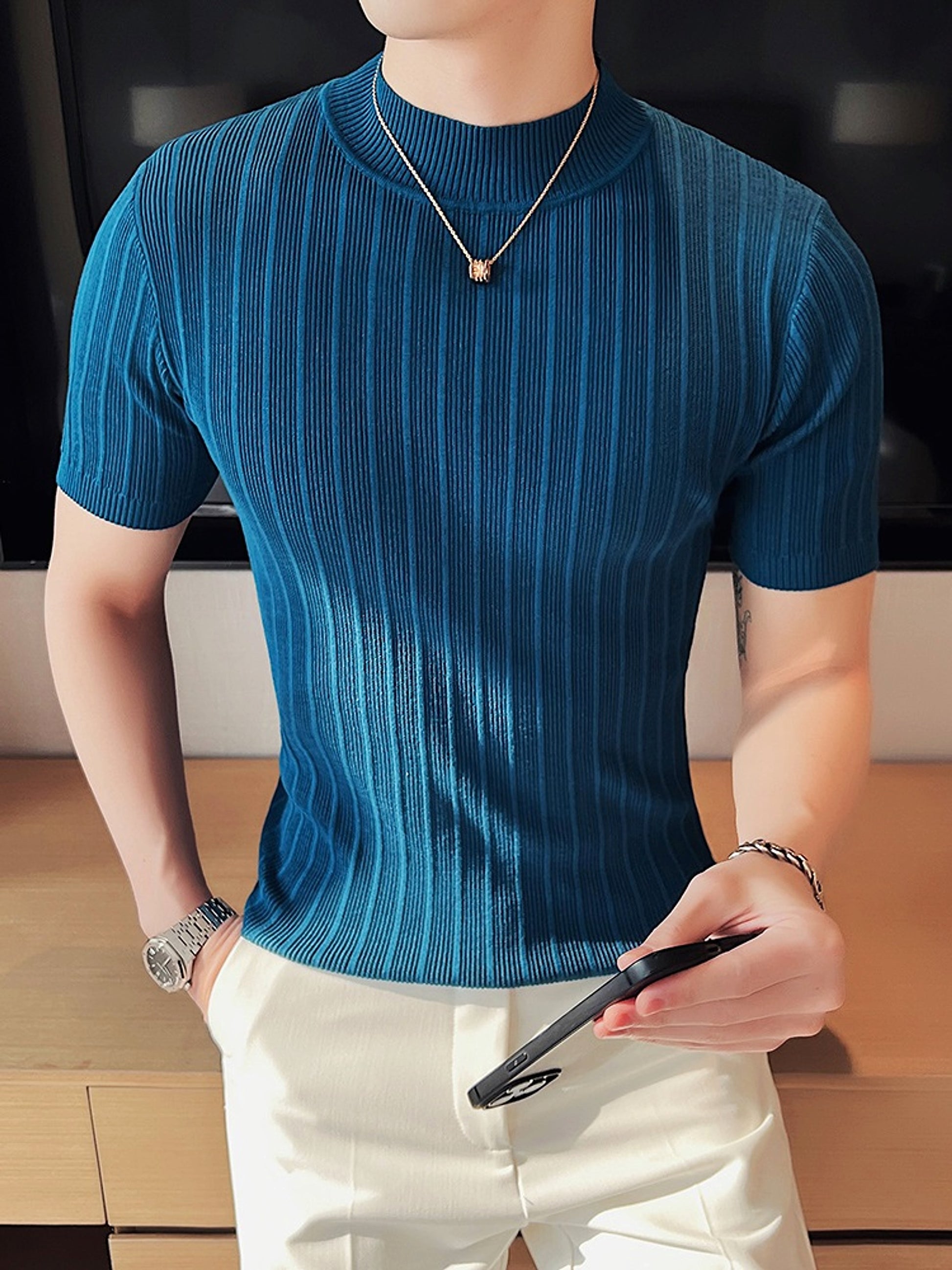 Men's Slim Fit Inner Layer With Bottom Top T-Shirt - enhanced image 2