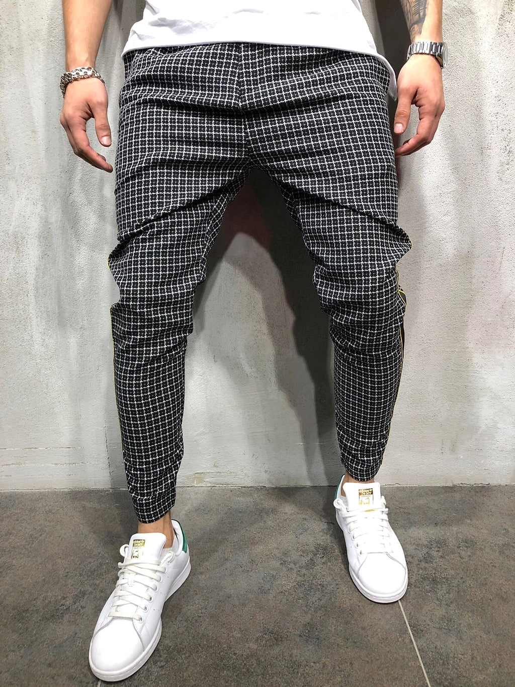 Men's Slim-fitting Cool Casual Sports Striped Side Ribbon Trousers (Jeans & Pants) - enhanced image 2