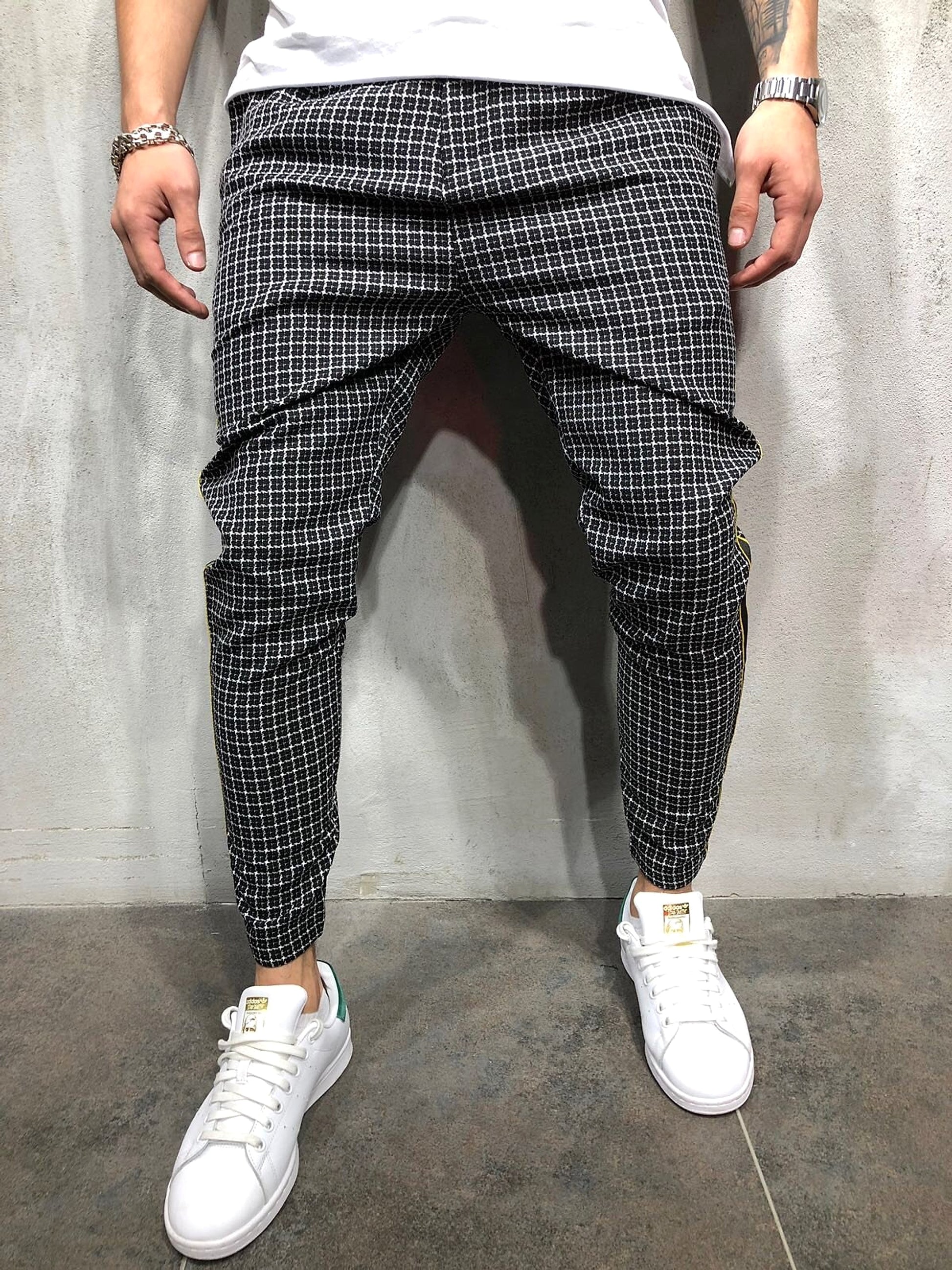 Men's Slim-fitting Cool Casual Sports Striped Side Ribbon Trousers (Jeans & Pants) - enhanced image 2