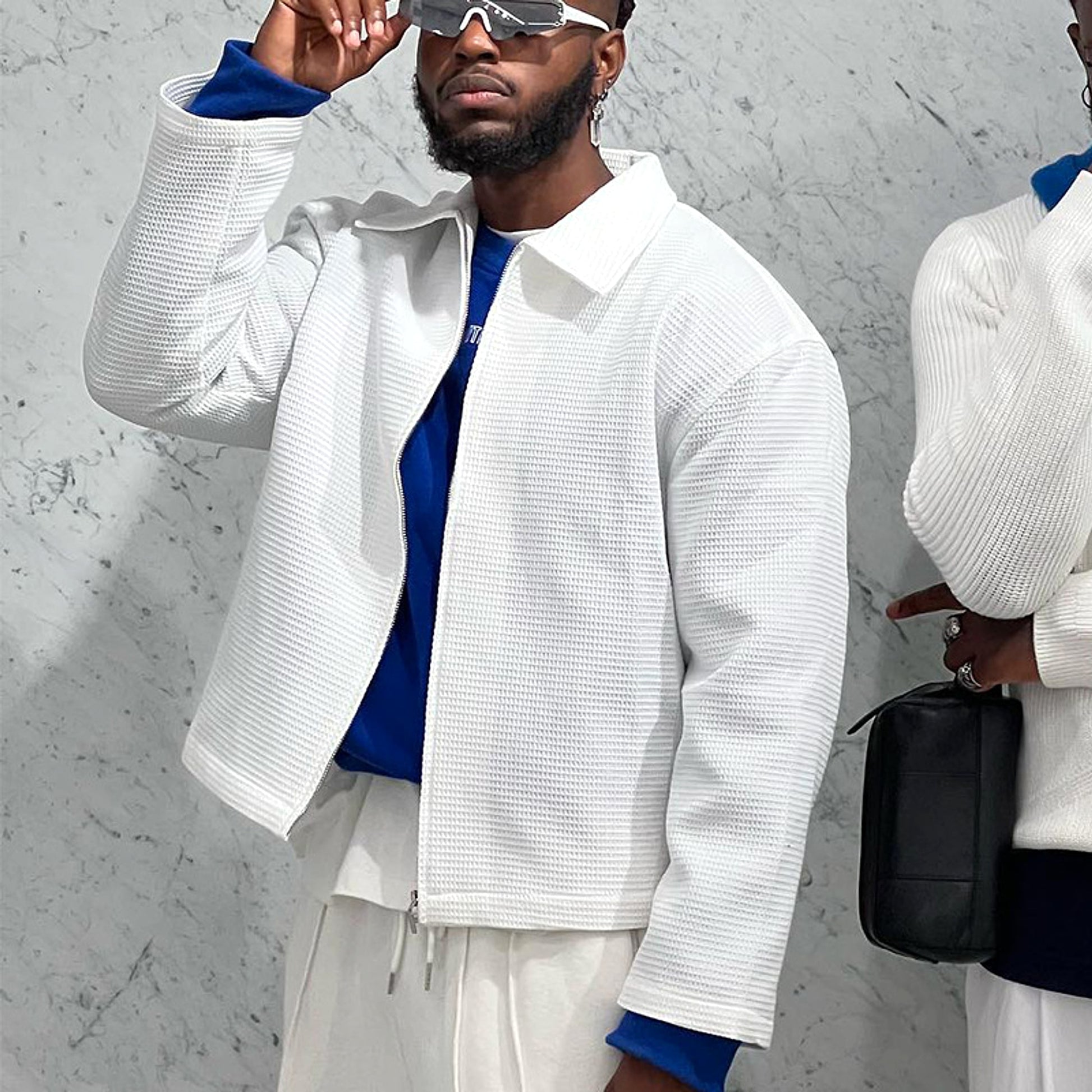 Men's Solid Color Fashion Tracksuit Top Casual Pants Two-piece Set - enhanced image 2