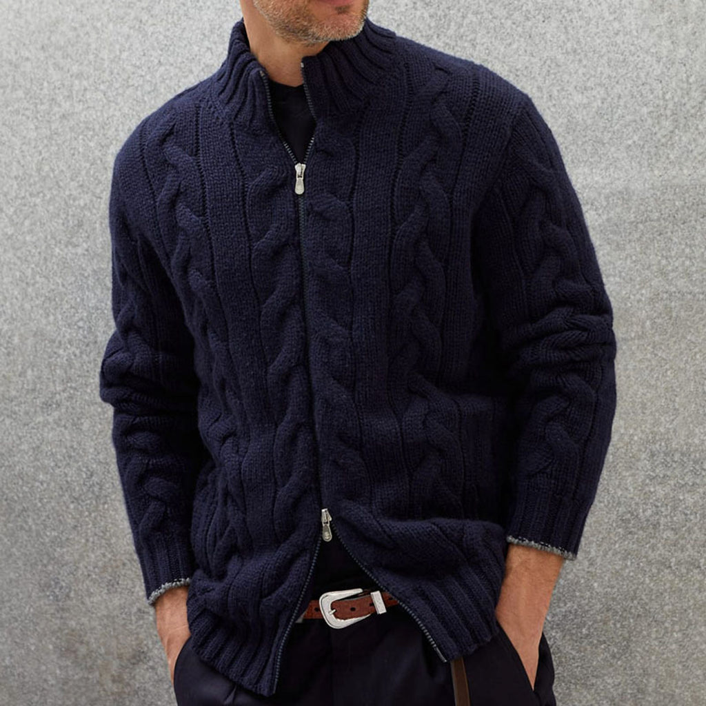 A.1 Men's Solid Color Zipper Knitted Jacket - enhanced image 2