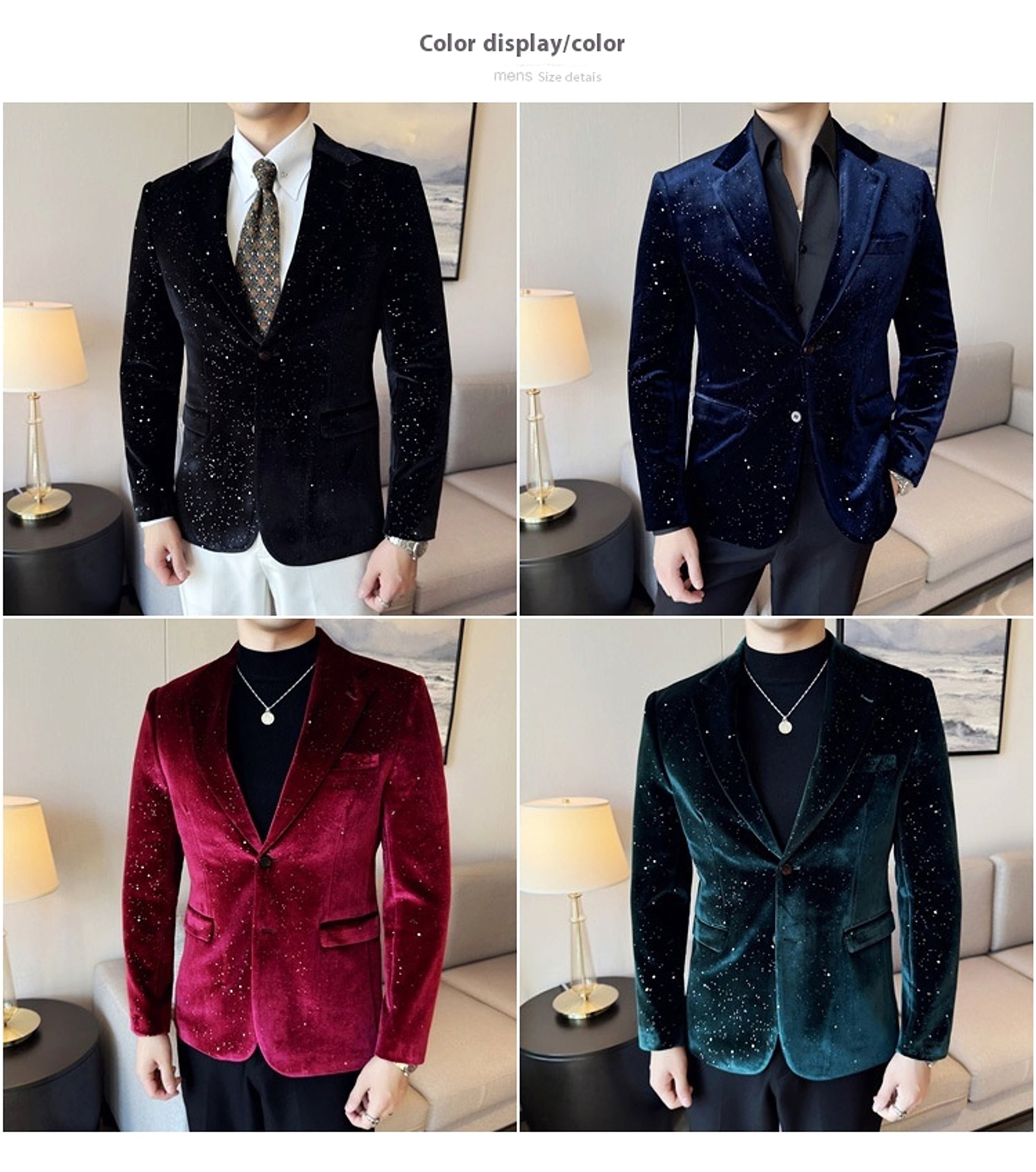 Men's South Korea Slim-fit Fashion Bronzing Stage Suit Jacket - enhanced image 2