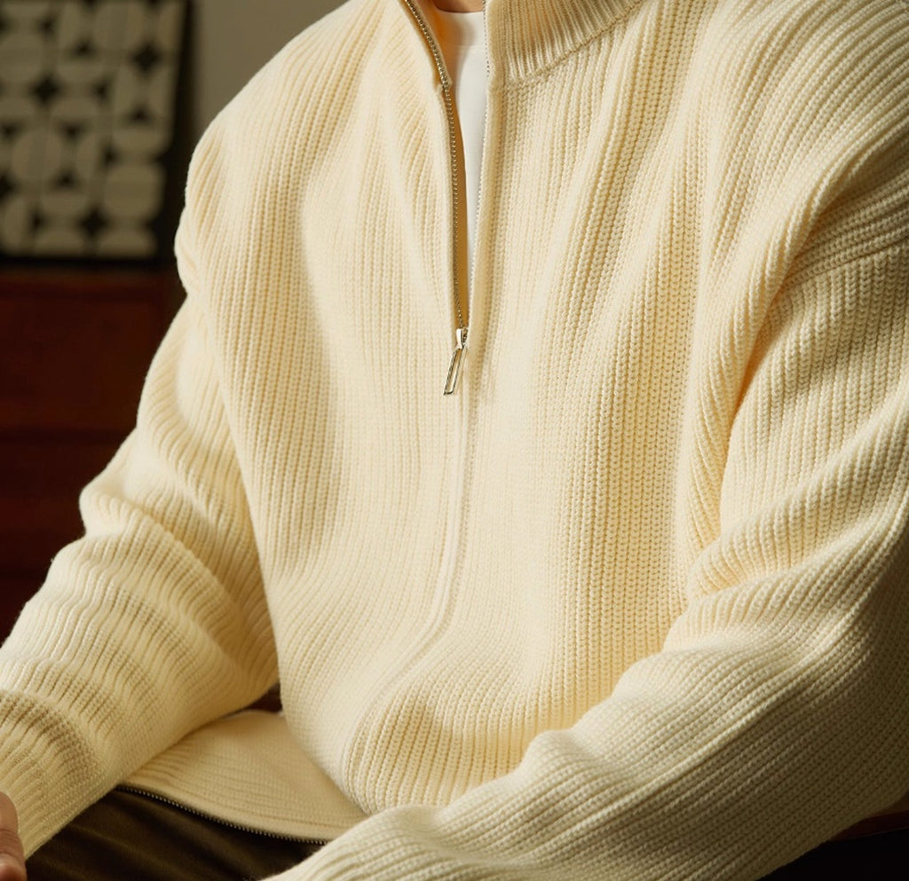 Men's Warm Stand Collar Knitted Cardigan - enhanced image 2
