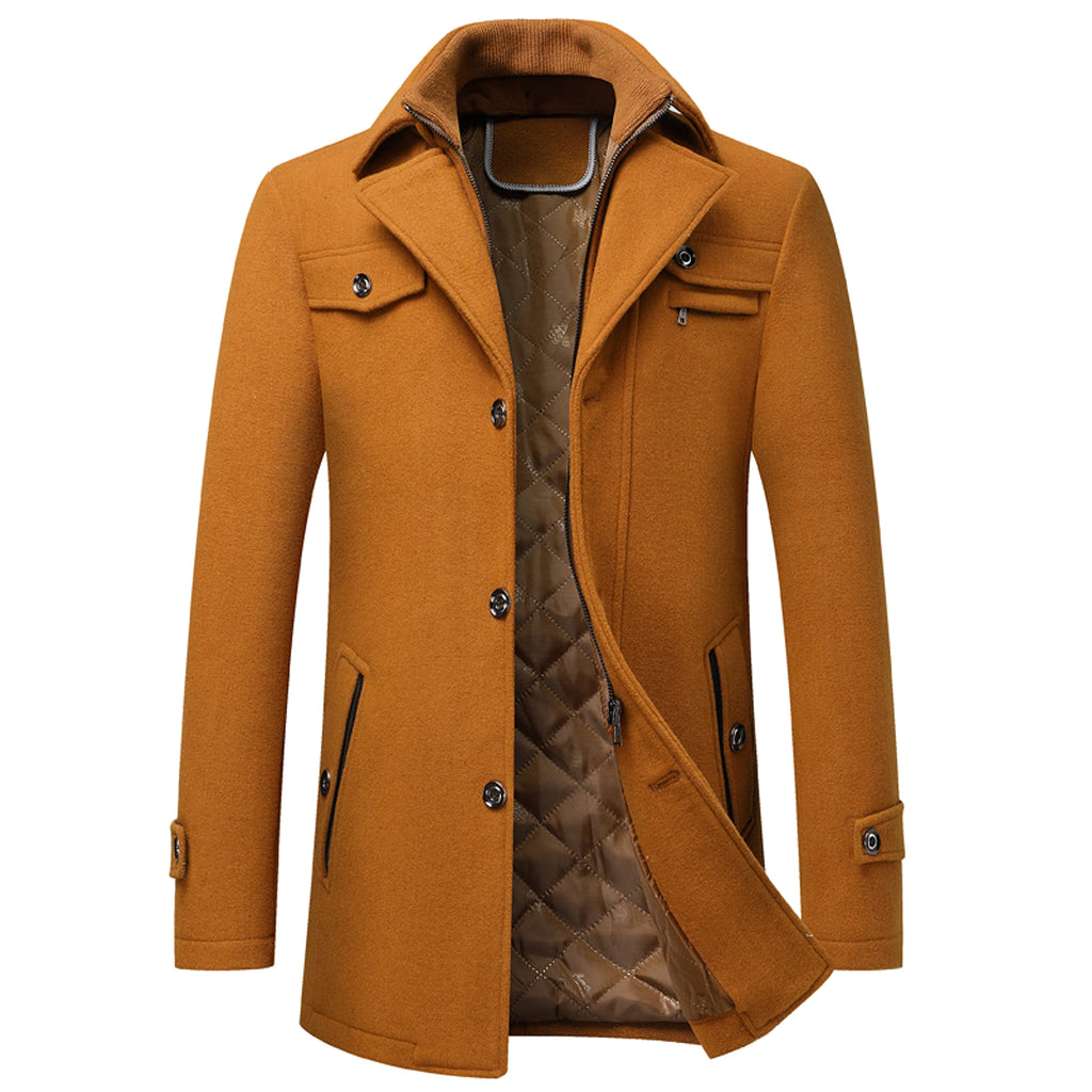 Men's Wool Woolen Thickened Overcoat Jacket - enhanced image 2