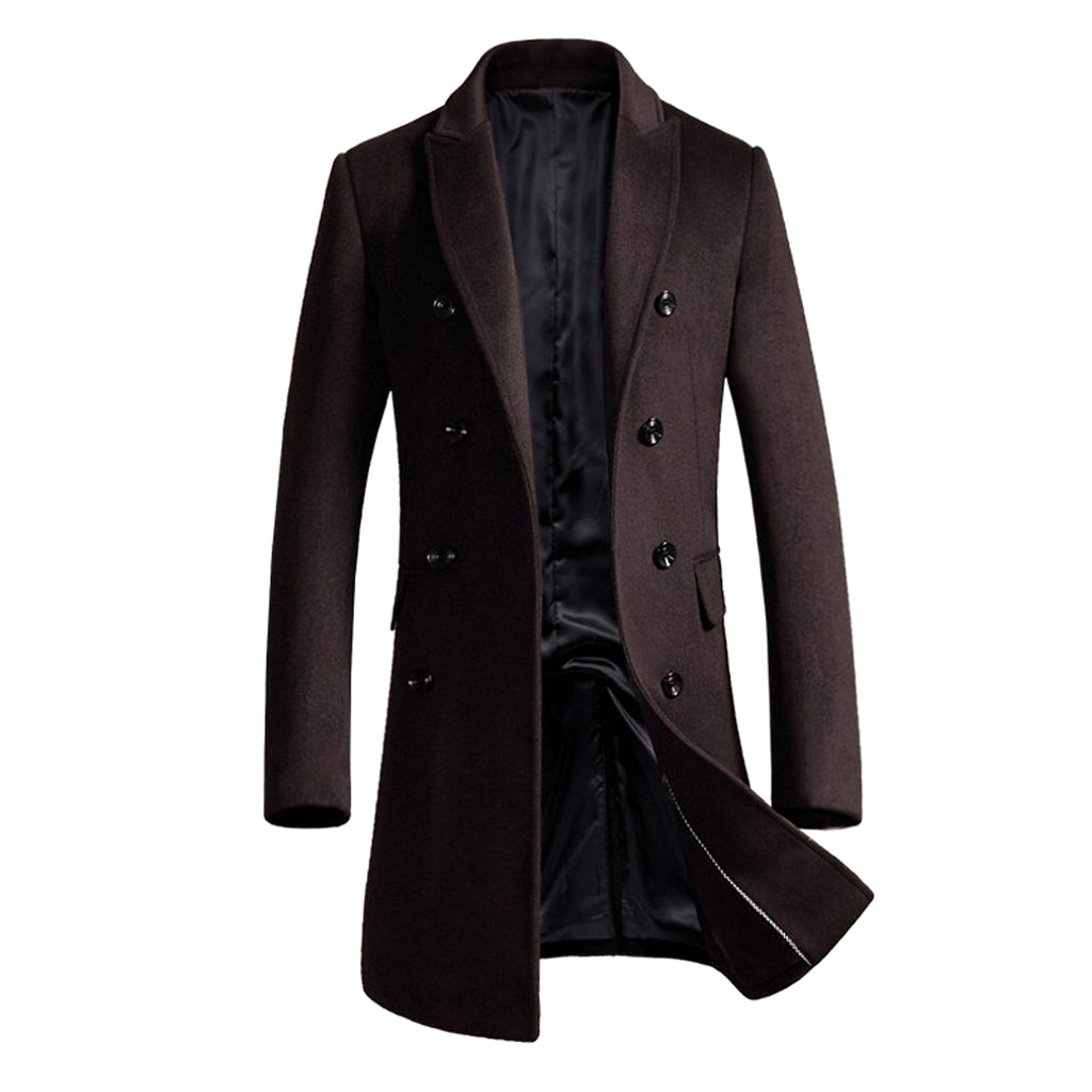 Men's woolen coat slim fit trench coat - enhanced image 2