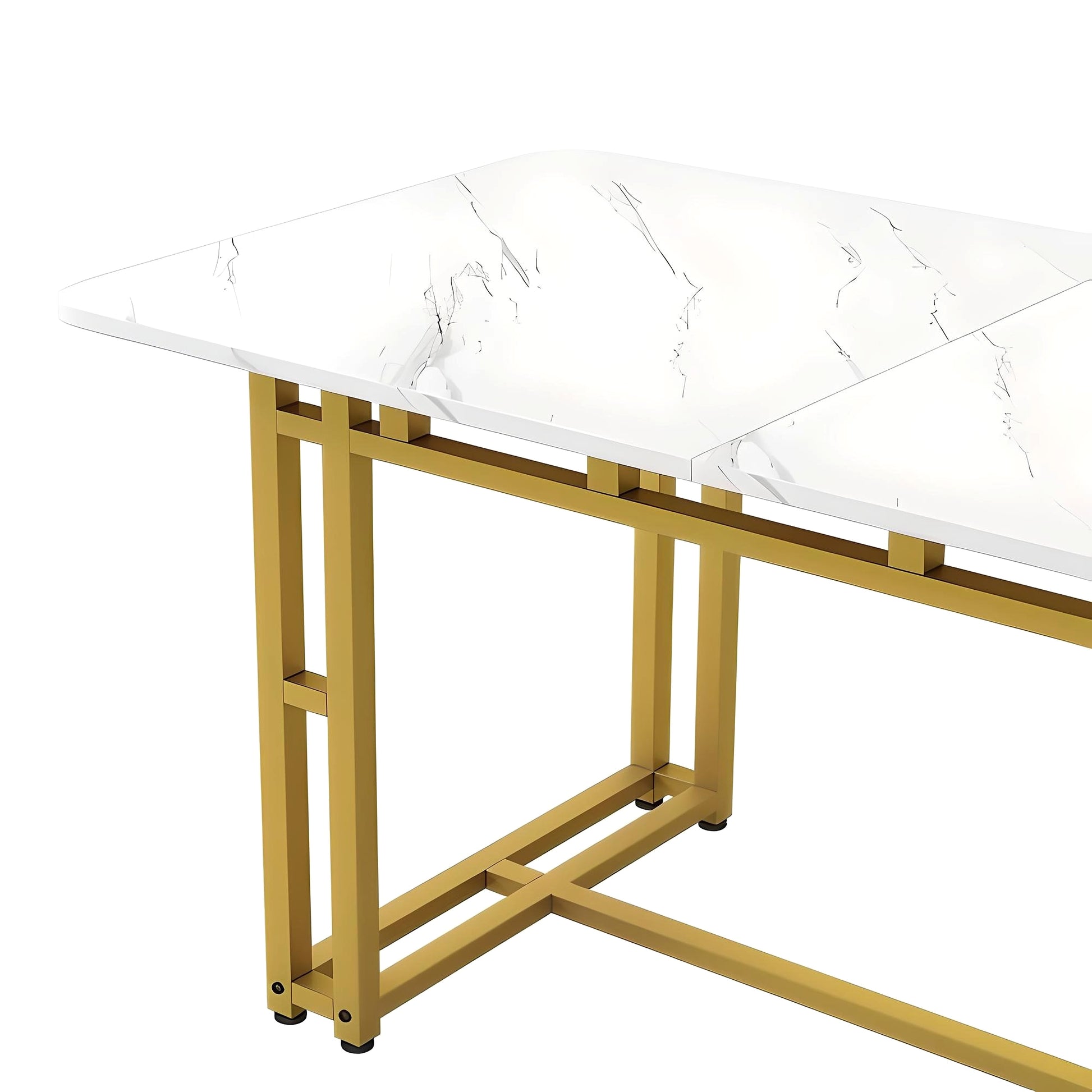 LuneluX_Home – Modern Rectangular Dining Table with Golden Metal Frame (120×70 cm) - enhanced image 2