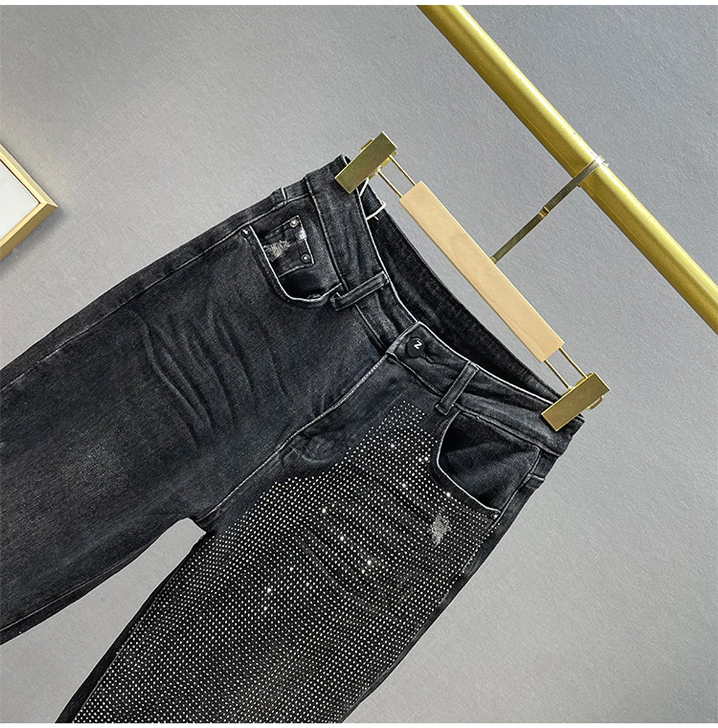 Midnight Spark Rhinestone Jeans – Haute Edition 25 - enhanced image 2