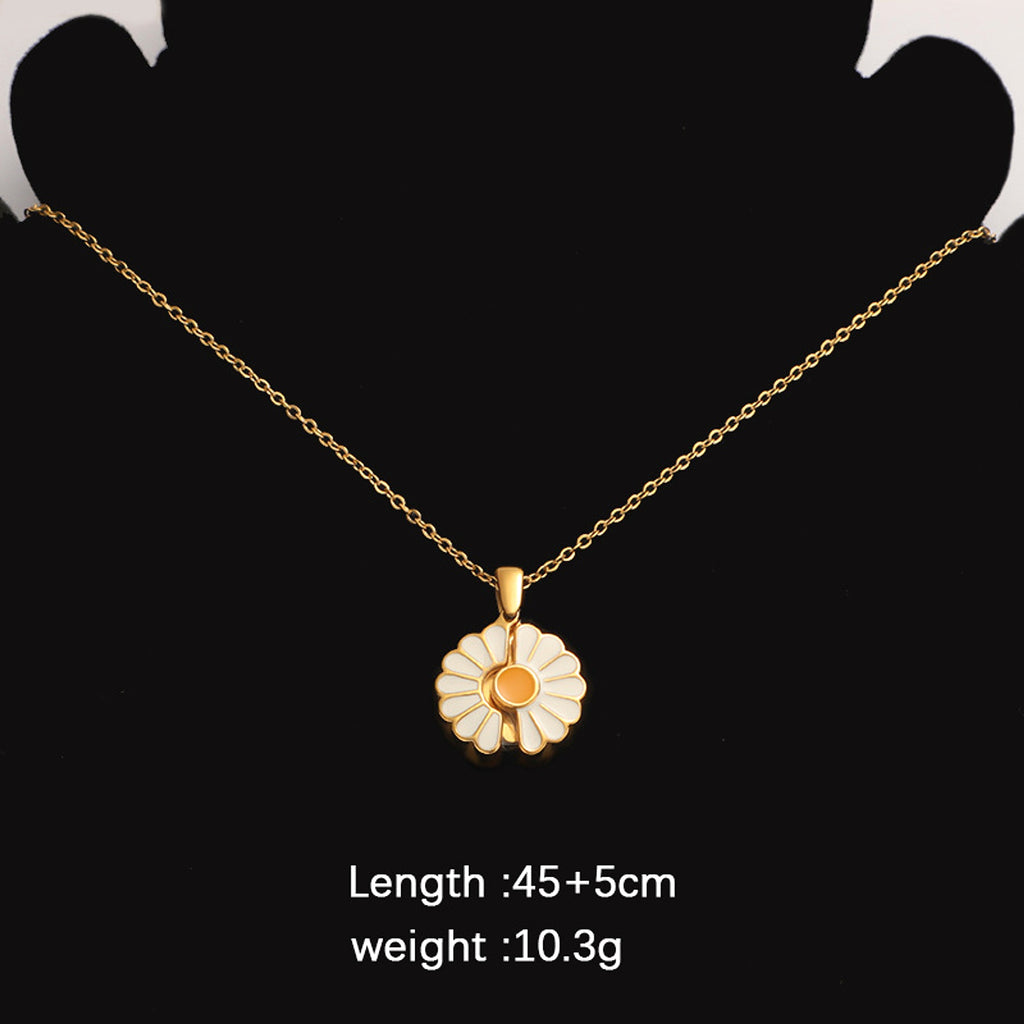 Mirror Stainless Steel Sunflower Pendant Necklace - enhanced image 2