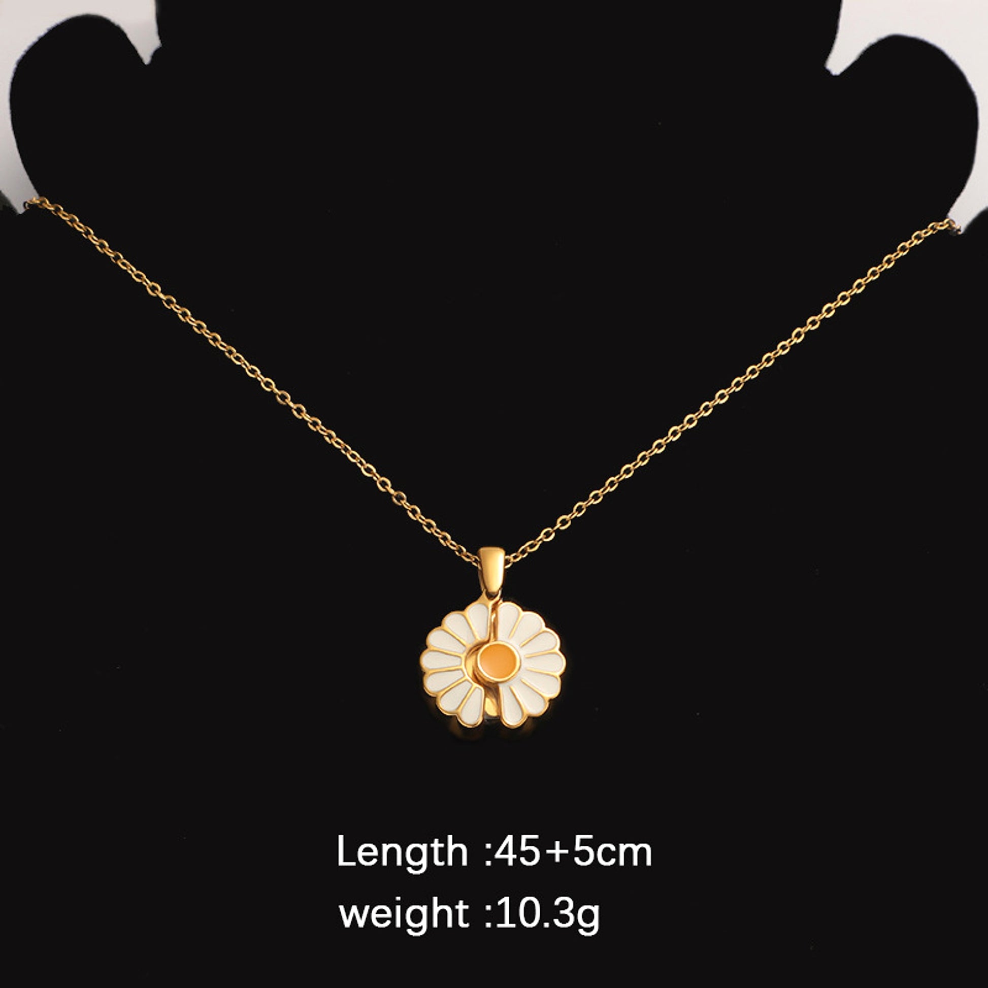 Mirror Stainless Steel Sunflower Pendant Necklace - enhanced image 2