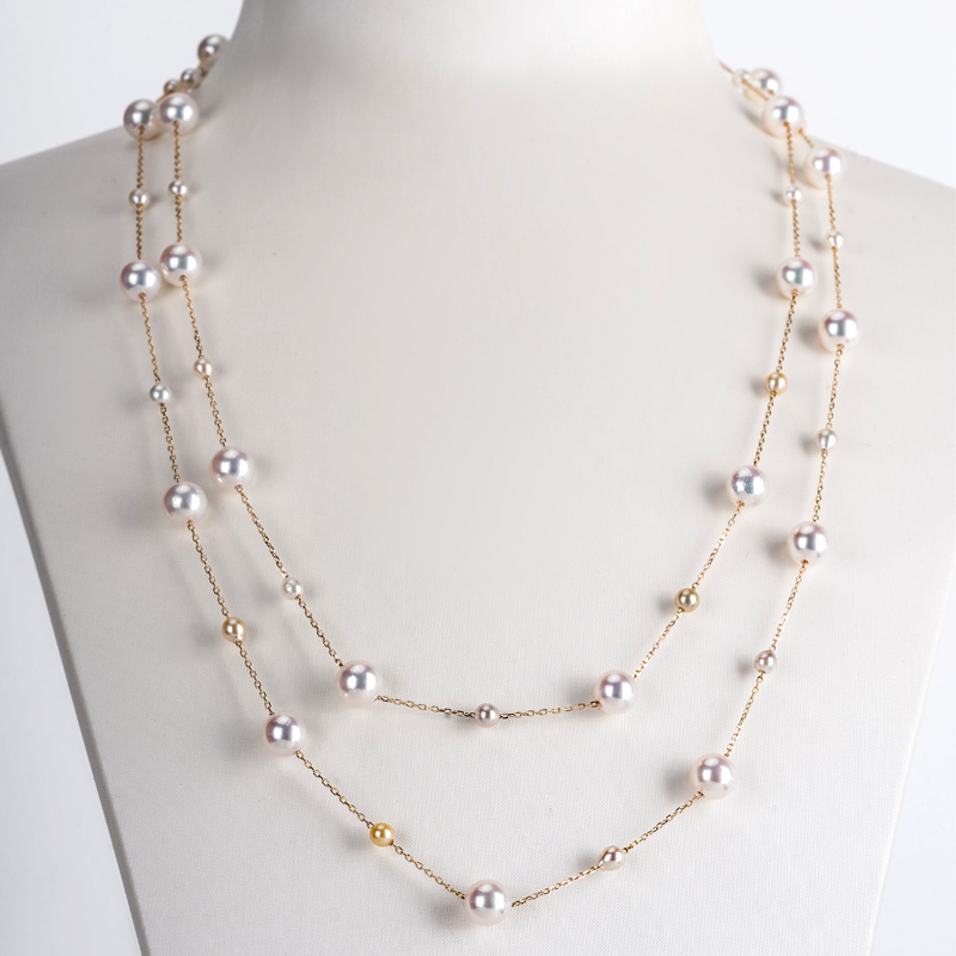 Mixed Color Star Pearl Sweater Necklace - enhanced image 2