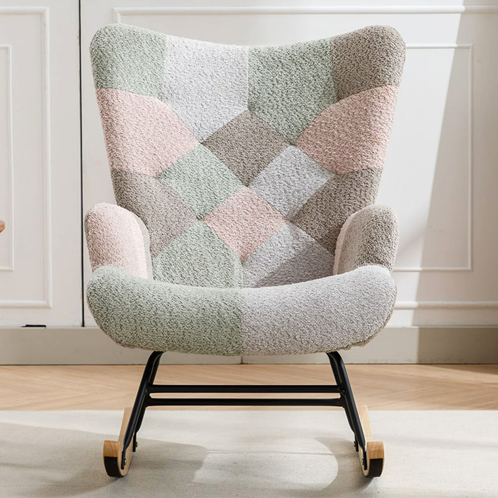 Modern Patchwork Rocking Chair – Macaron Edition - enhanced image 2