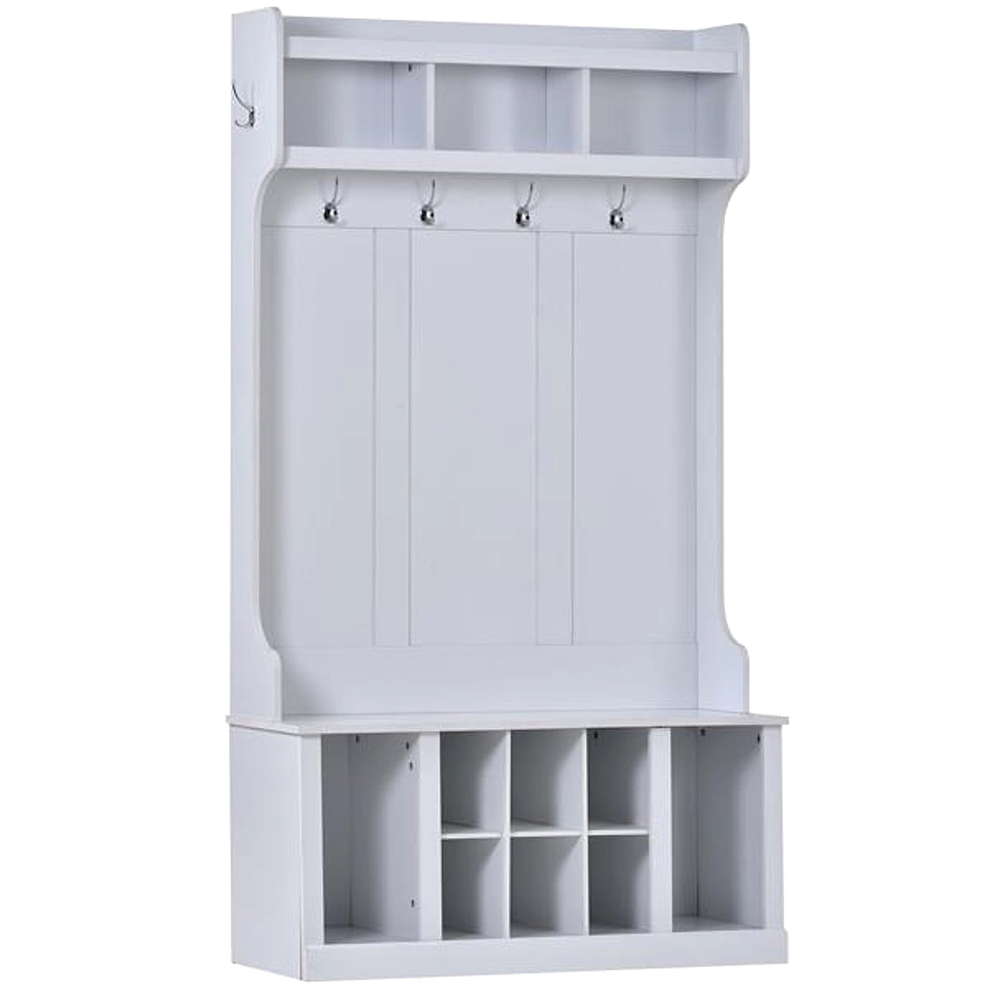 LuneluX_Home – Modern Farmhouse Hall Tree with Storage Bench & Hooks (White) - enhanced image 2