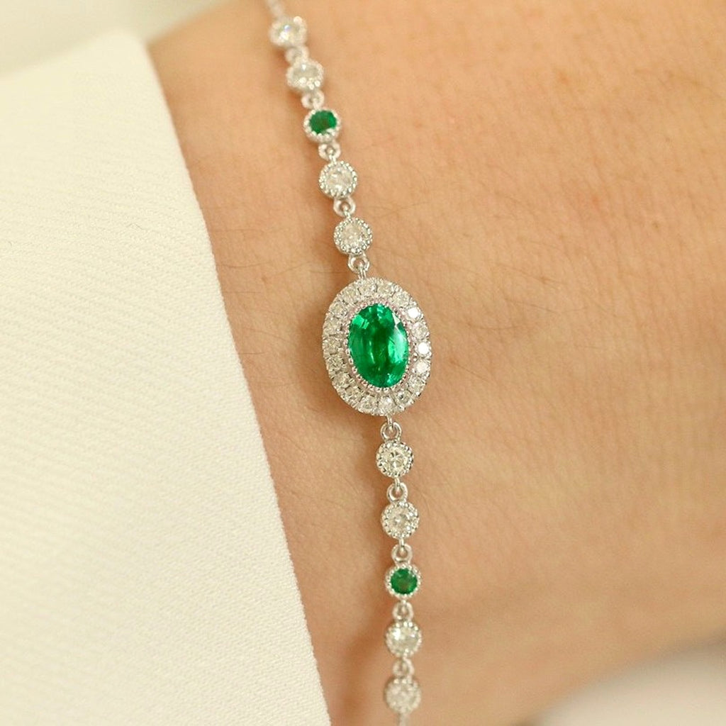 Natural Wood Color Emerald Bracelet - enhanced image 2