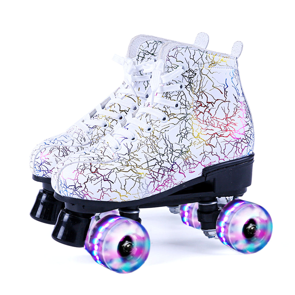 New Black And White Double Row Skates Adult Flash Roller Skates Skating Rink Cross Exclusively For Roller Skates - enhanced image 2