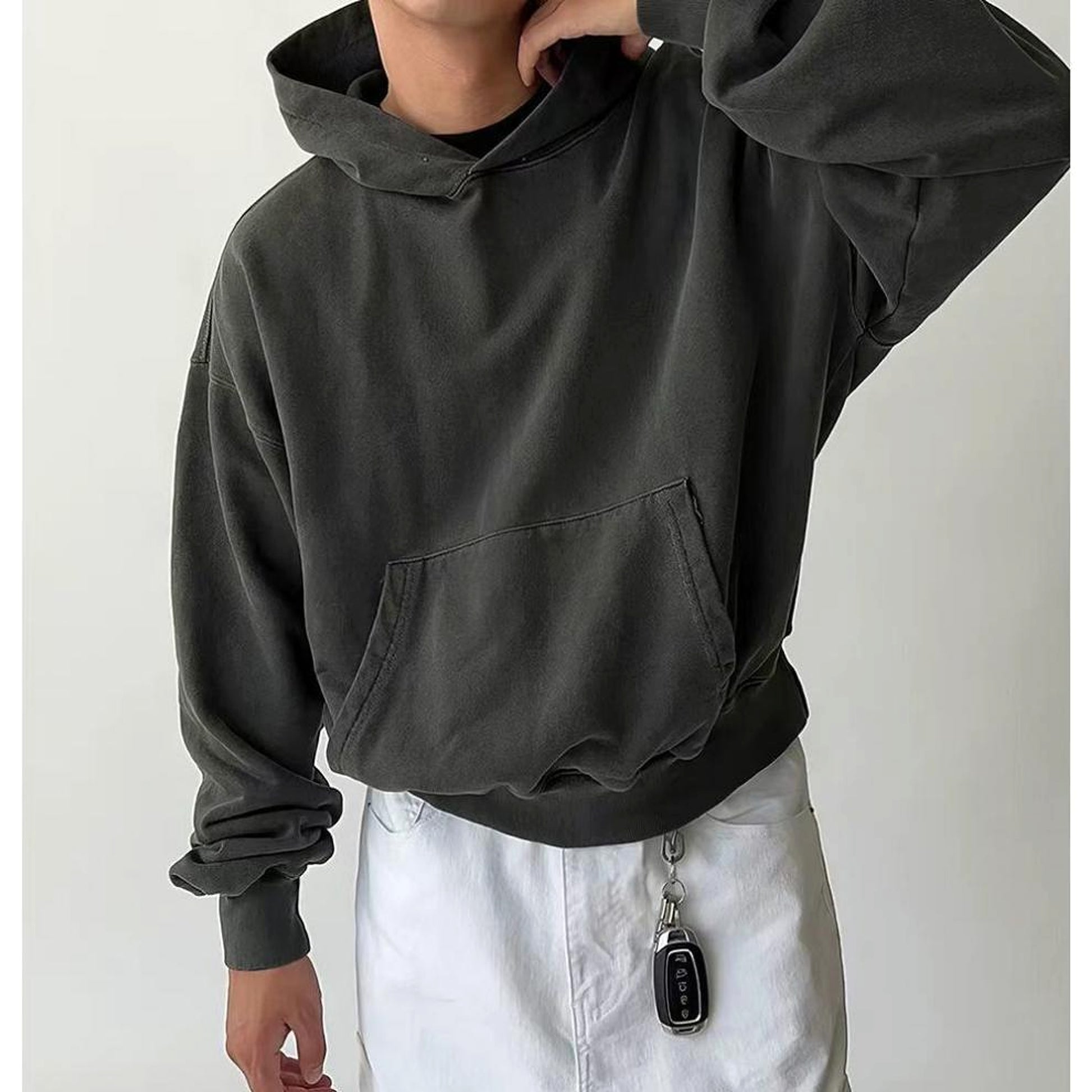 New Casual All-matching Hooded Loose Sweater Men's Retro Style Jacket - enhanced image 2