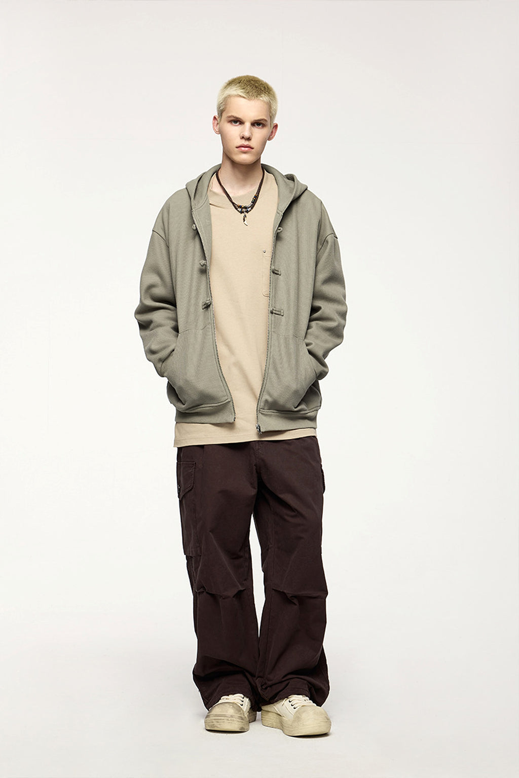 New Chinese Style Buckle Fleece Zipper Hooded Sweater - enhanced image 2