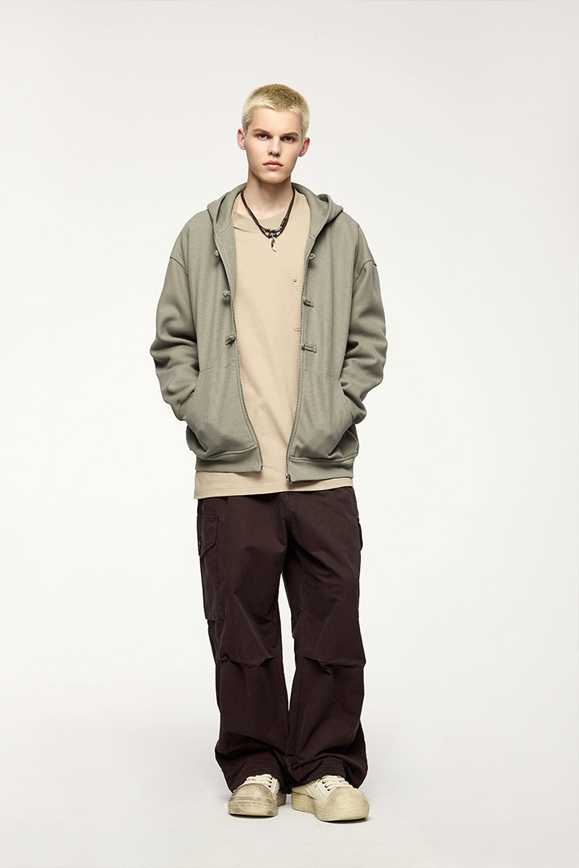 New Chinese Style Buckle Fleece Zipper Hooded Sweater - enhanced image 2