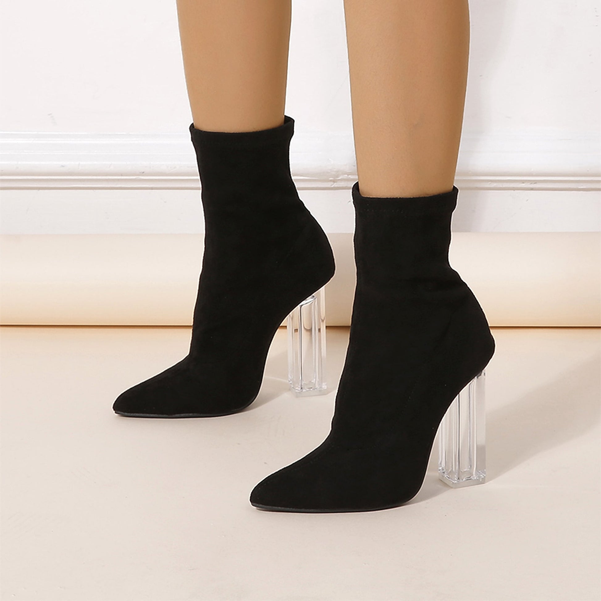 A1. Crystal High-heeled Shoes Women Boots - enhanced image 2
