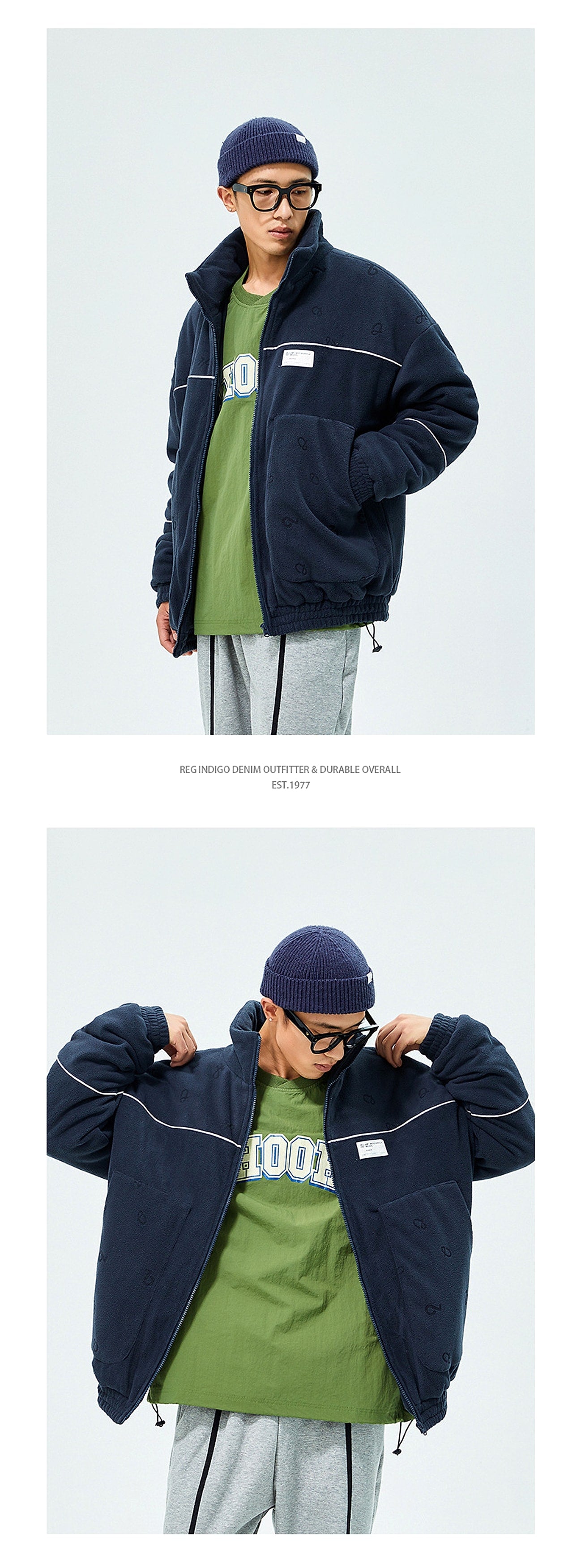 New Japanese Lamb Fleece Zipper Loose Cotton Coat For Men - enhanced image 2